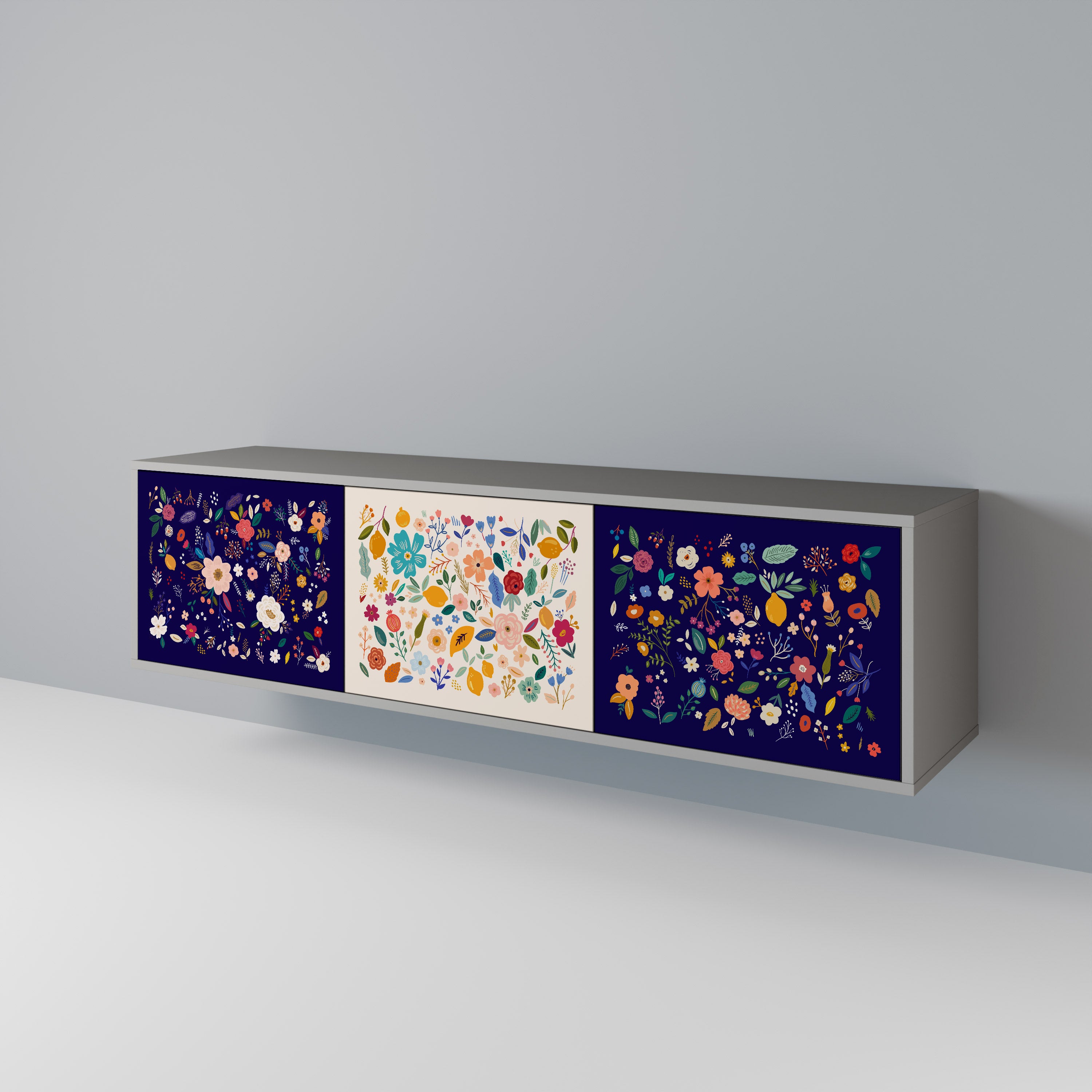 FLORAL COMBINATION Szafka RTV 3-drzwiowa korpus Szary