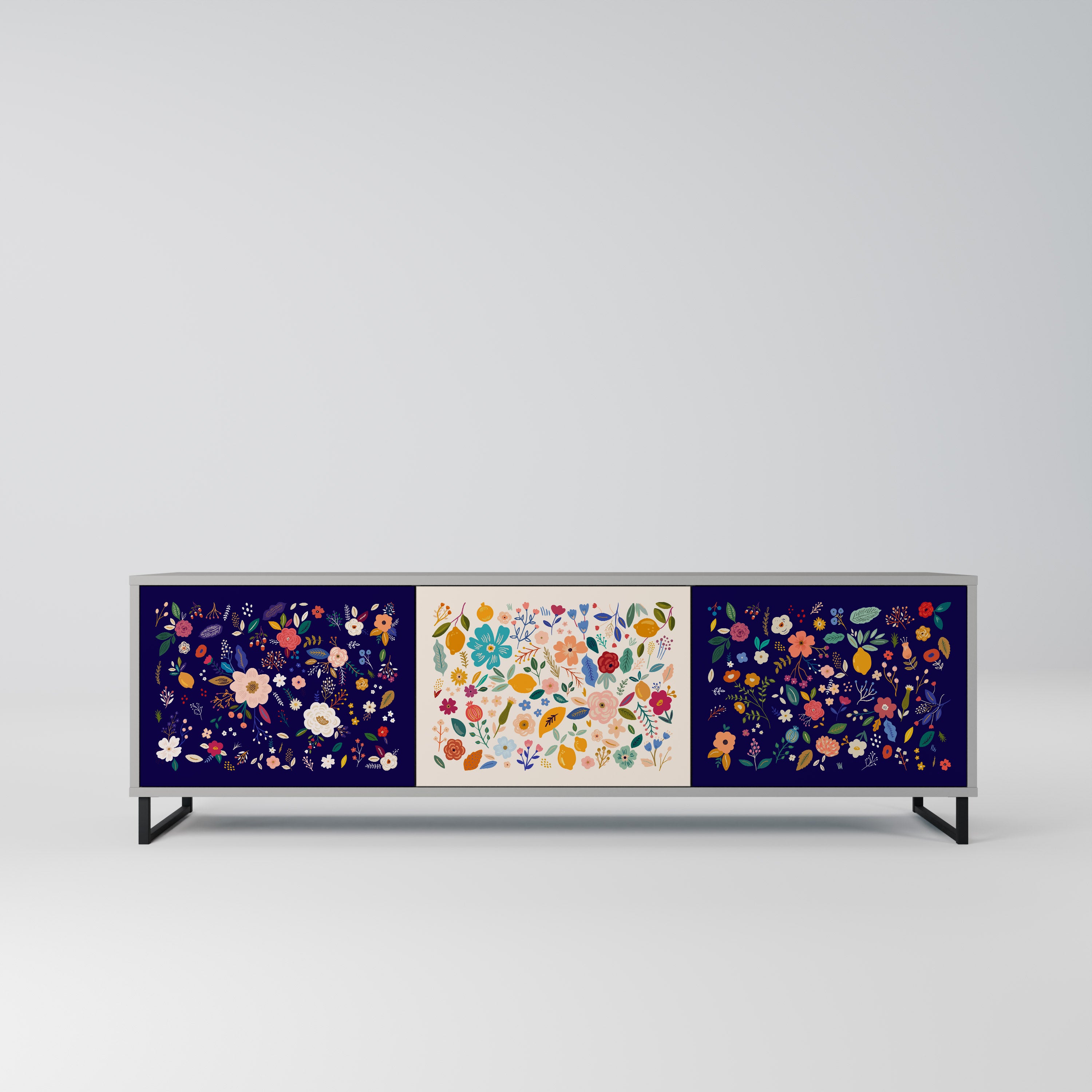 FLORAL COMBINATION Szafka RTV 3-drzwiowa korpus Szary