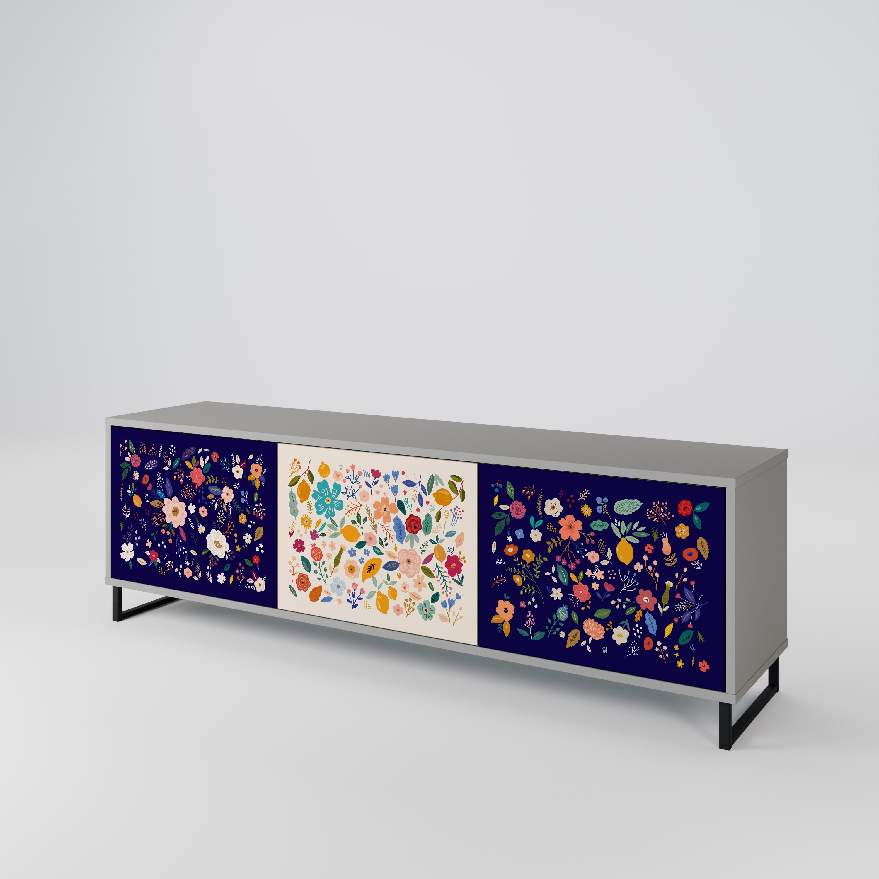 FLORAL COMBINATION Szafka RTV 3-drzwiowa korpus Szary