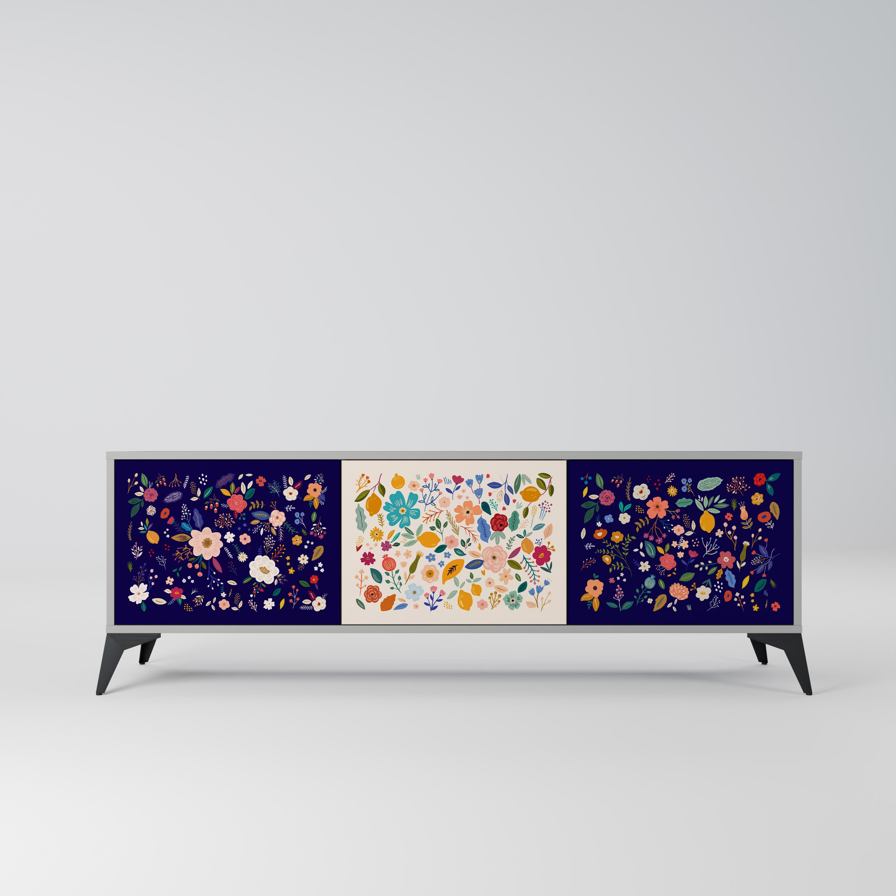 FLORAL COMBINATION Szafka RTV 3-drzwiowa korpus Szary