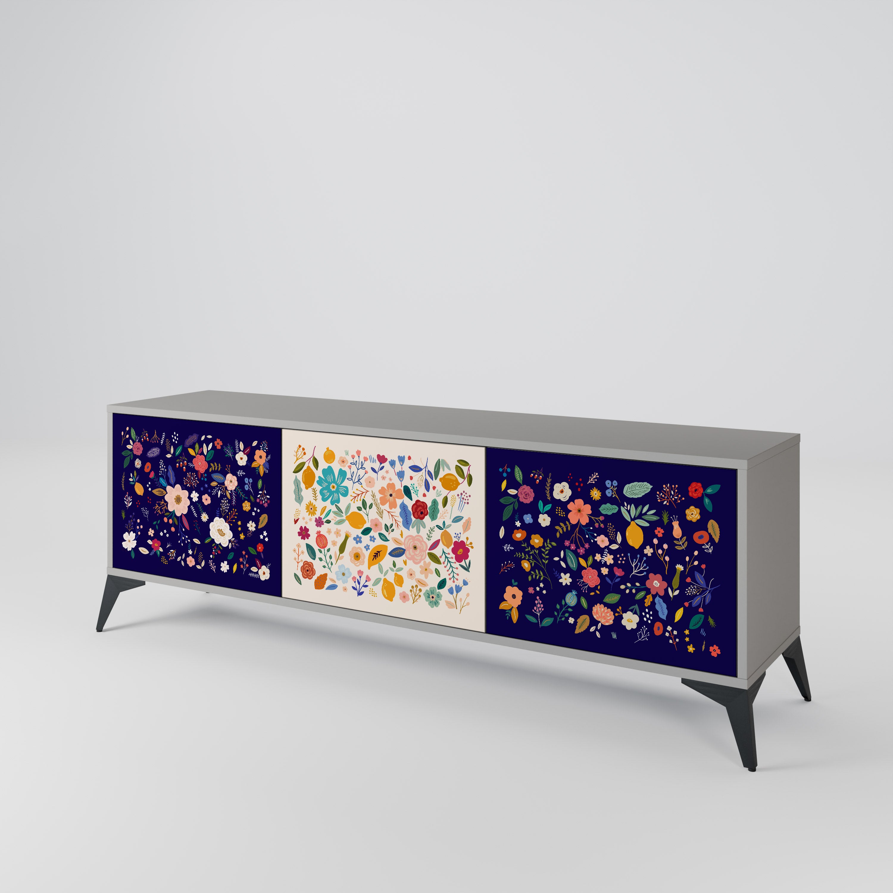FLORAL COMBINATION Szafka RTV 3-drzwiowa korpus Szary
