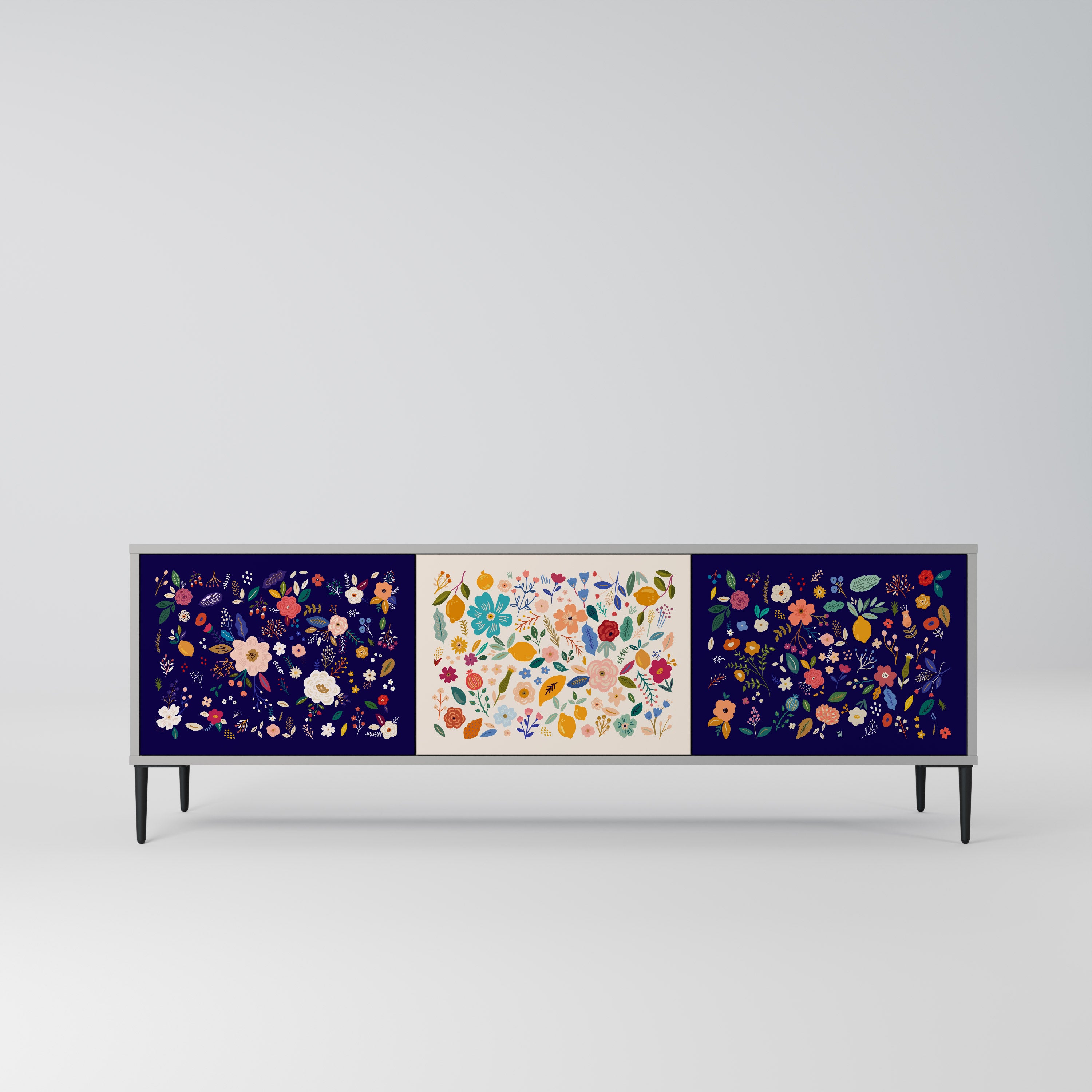 FLORAL COMBINATION Szafka RTV 3-drzwiowa korpus Szary