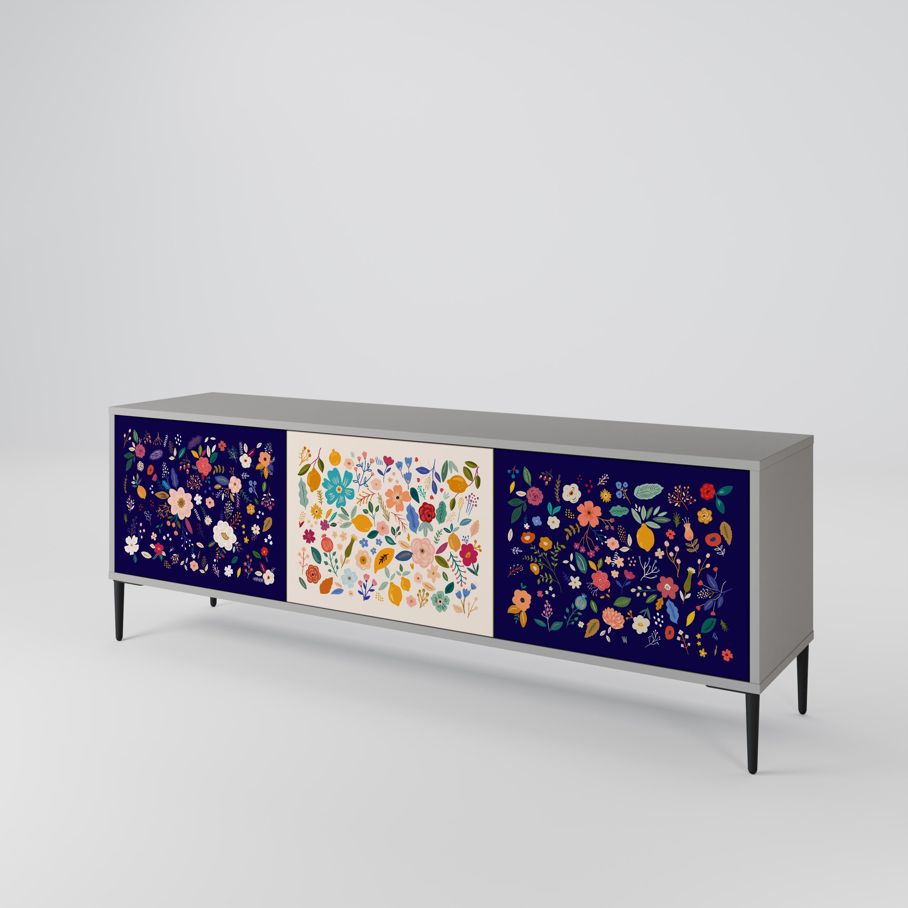 FLORAL COMBINATION Szafka RTV 3-drzwiowa korpus Szary