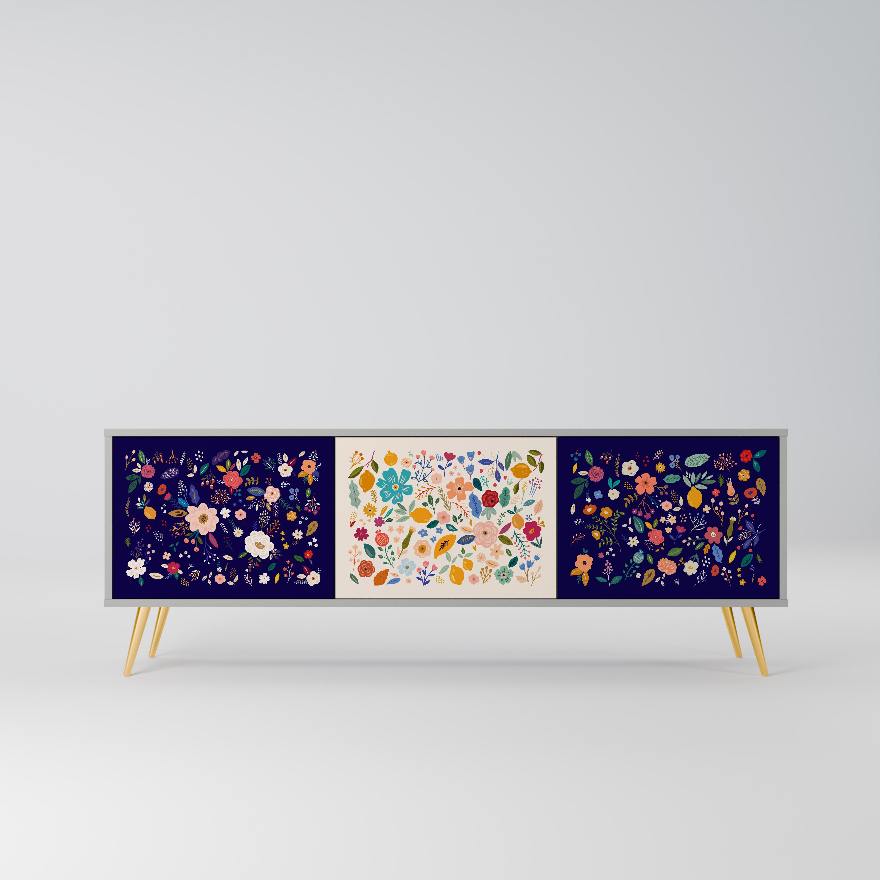 FLORAL COMBINATION Szafka RTV 3-drzwiowa korpus Szary