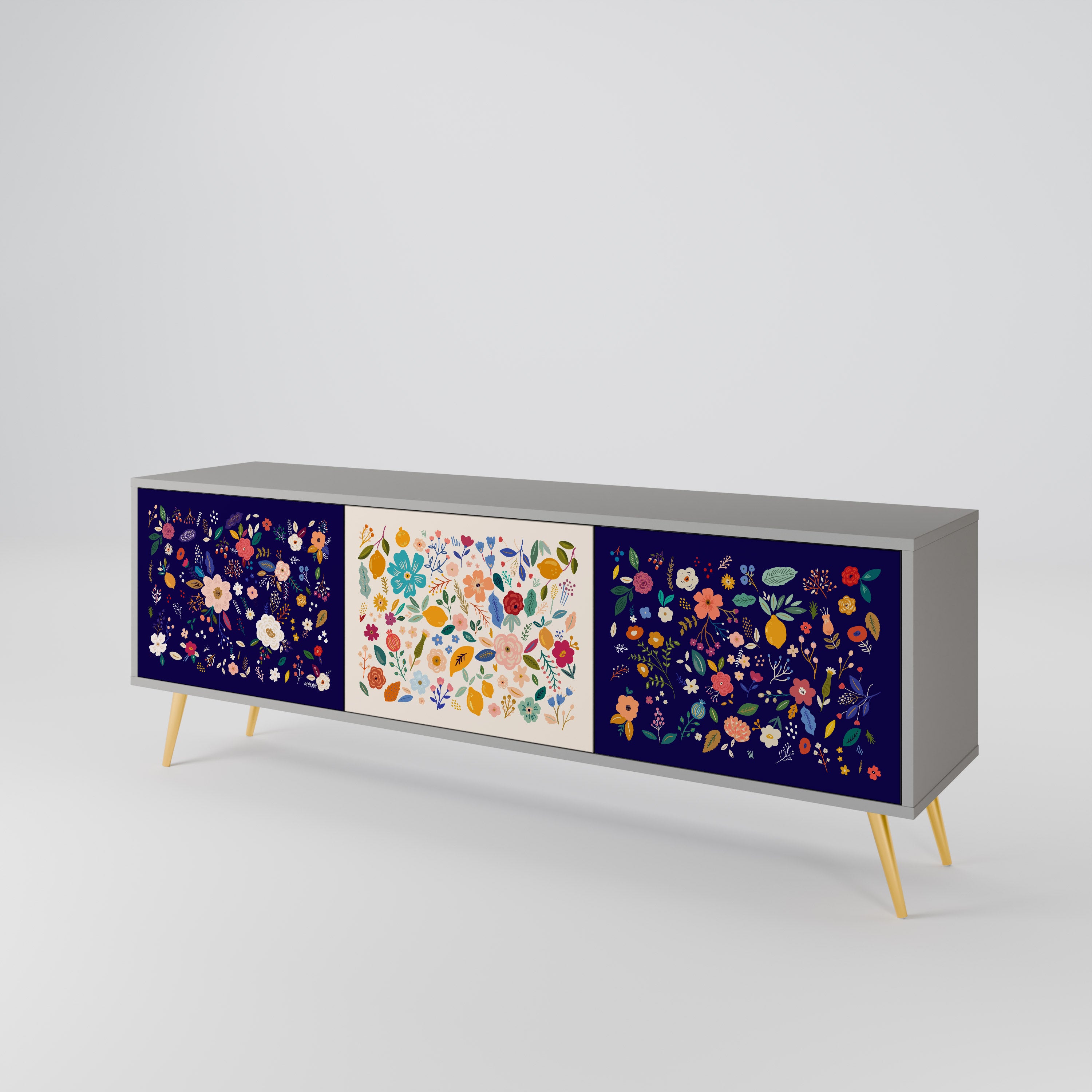 FLORAL COMBINATION Szafka RTV 3-drzwiowa korpus Szary