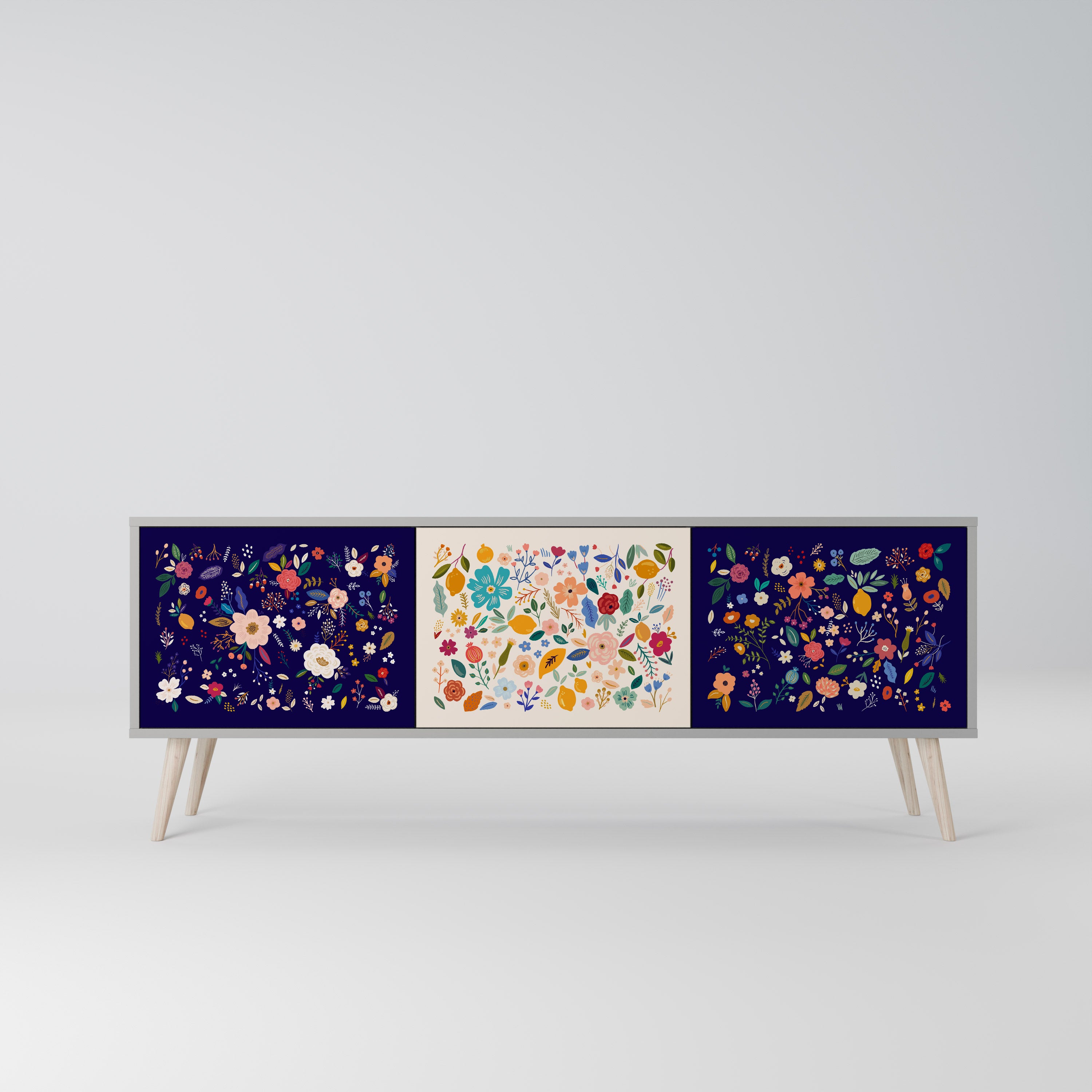 FLORAL COMBINATION Szafka RTV 3-drzwiowa korpus Szary