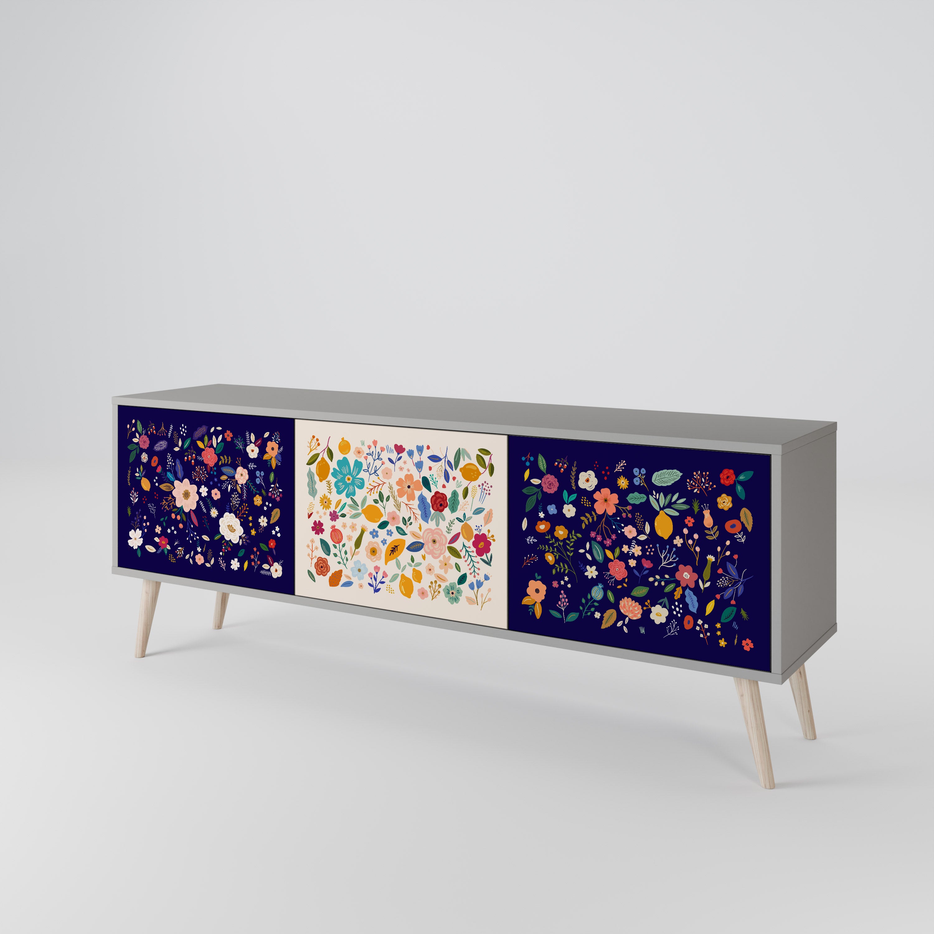 FLORAL COMBINATION Szafka RTV 3-drzwiowa korpus Szary