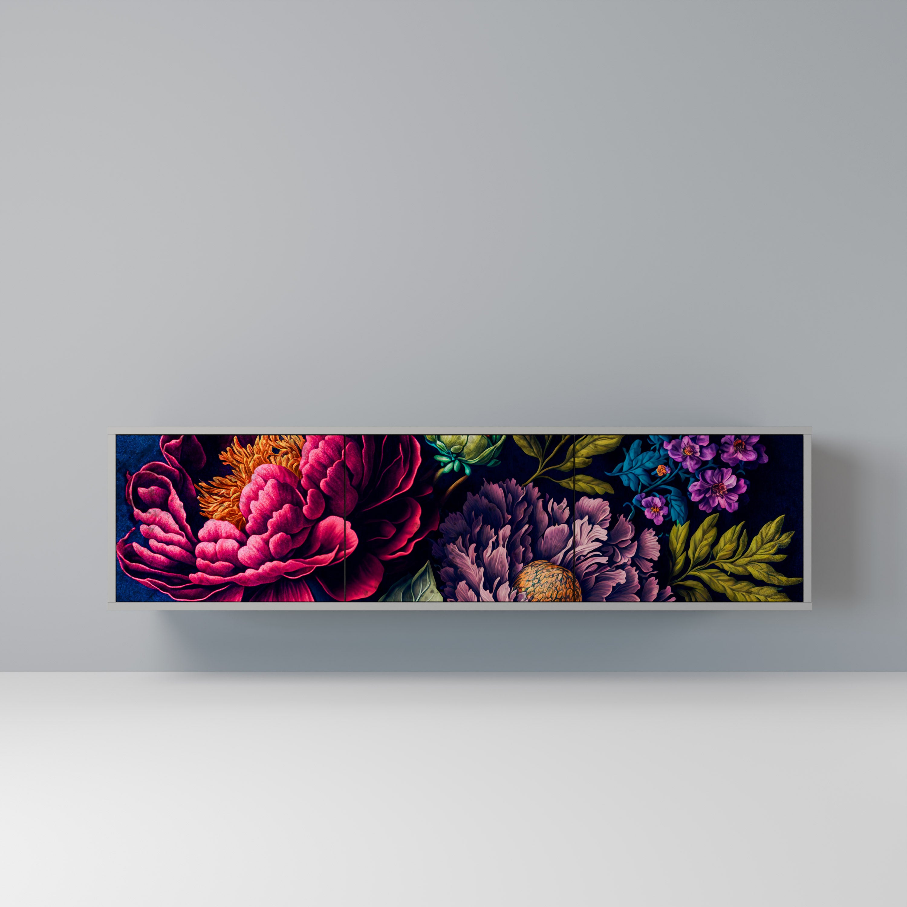 BLOOMING ELEGANCE Szafka RTV 3-drzwiowa korpus Szary