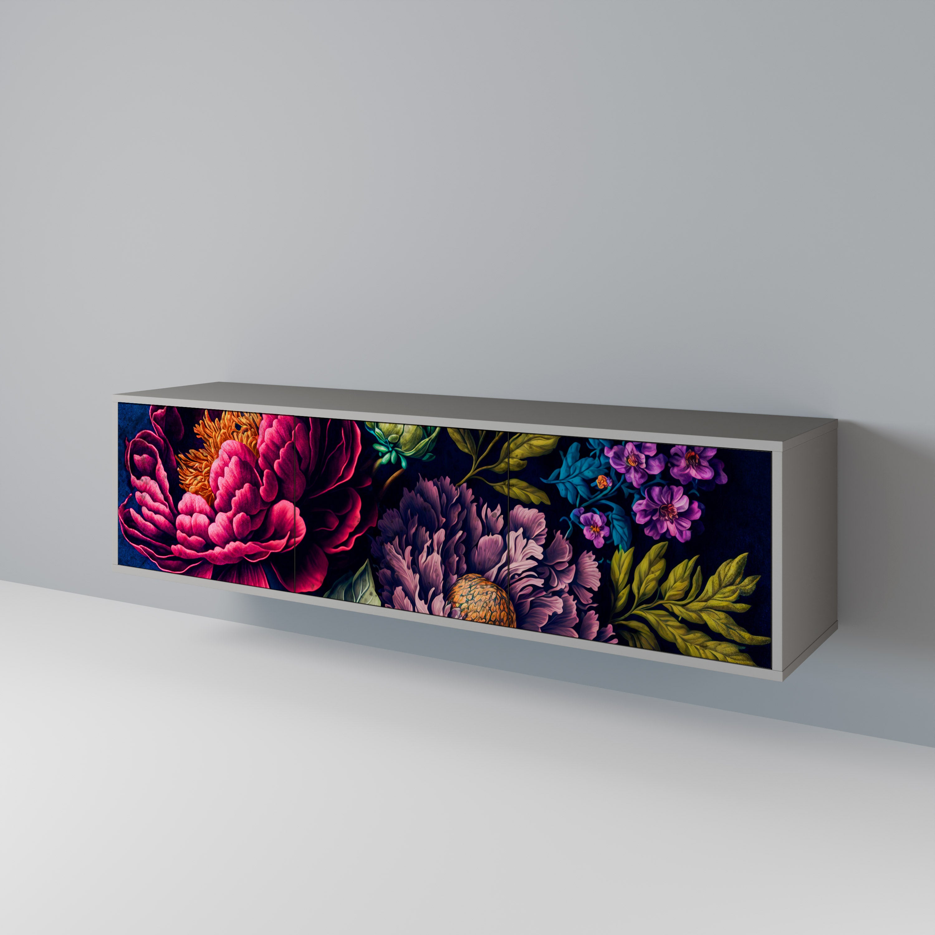 BLOOMING ELEGANCE Szafka RTV 3-drzwiowa korpus Szary