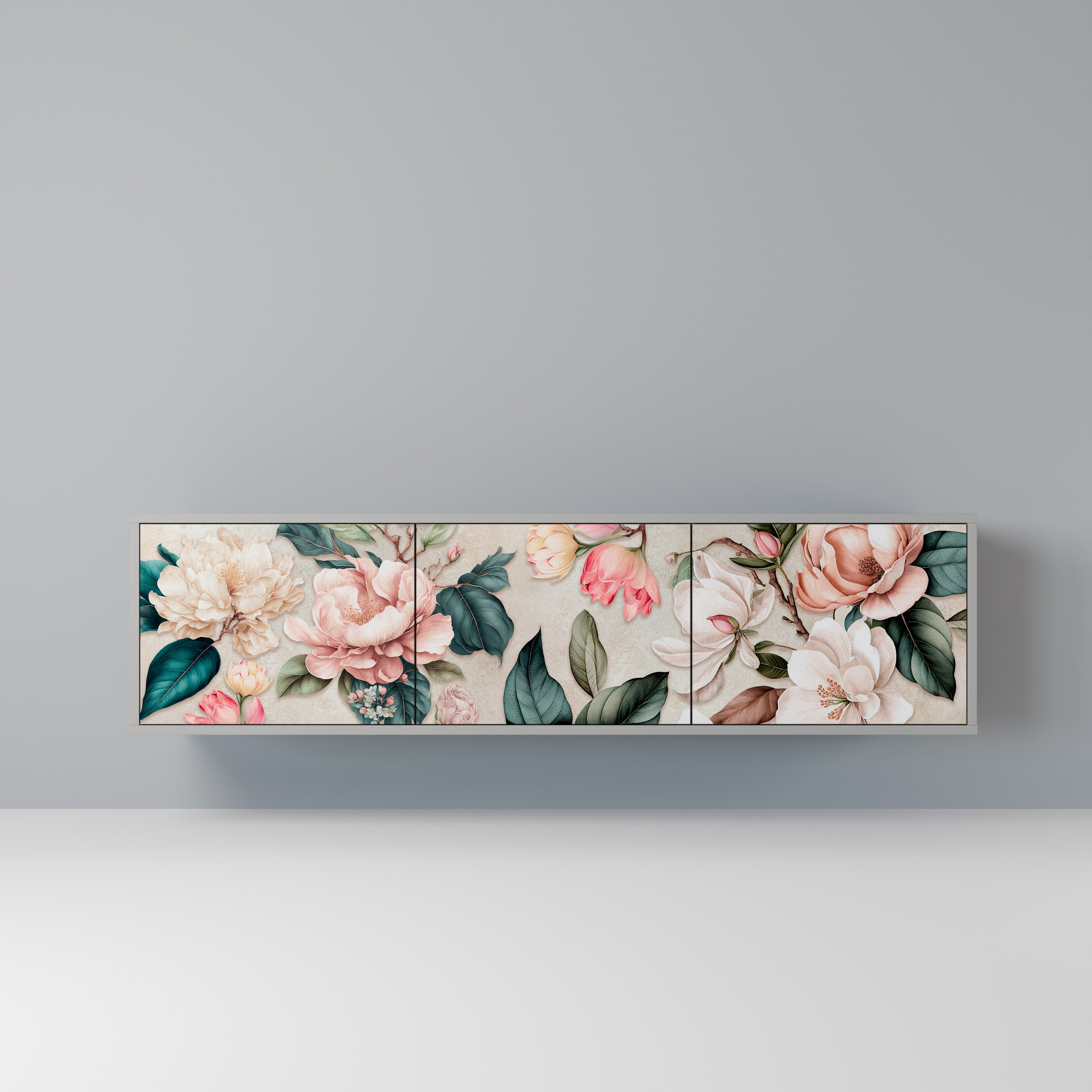 FLORAL GRACE Szafka RTV 3-drzwiowa korpus Szary