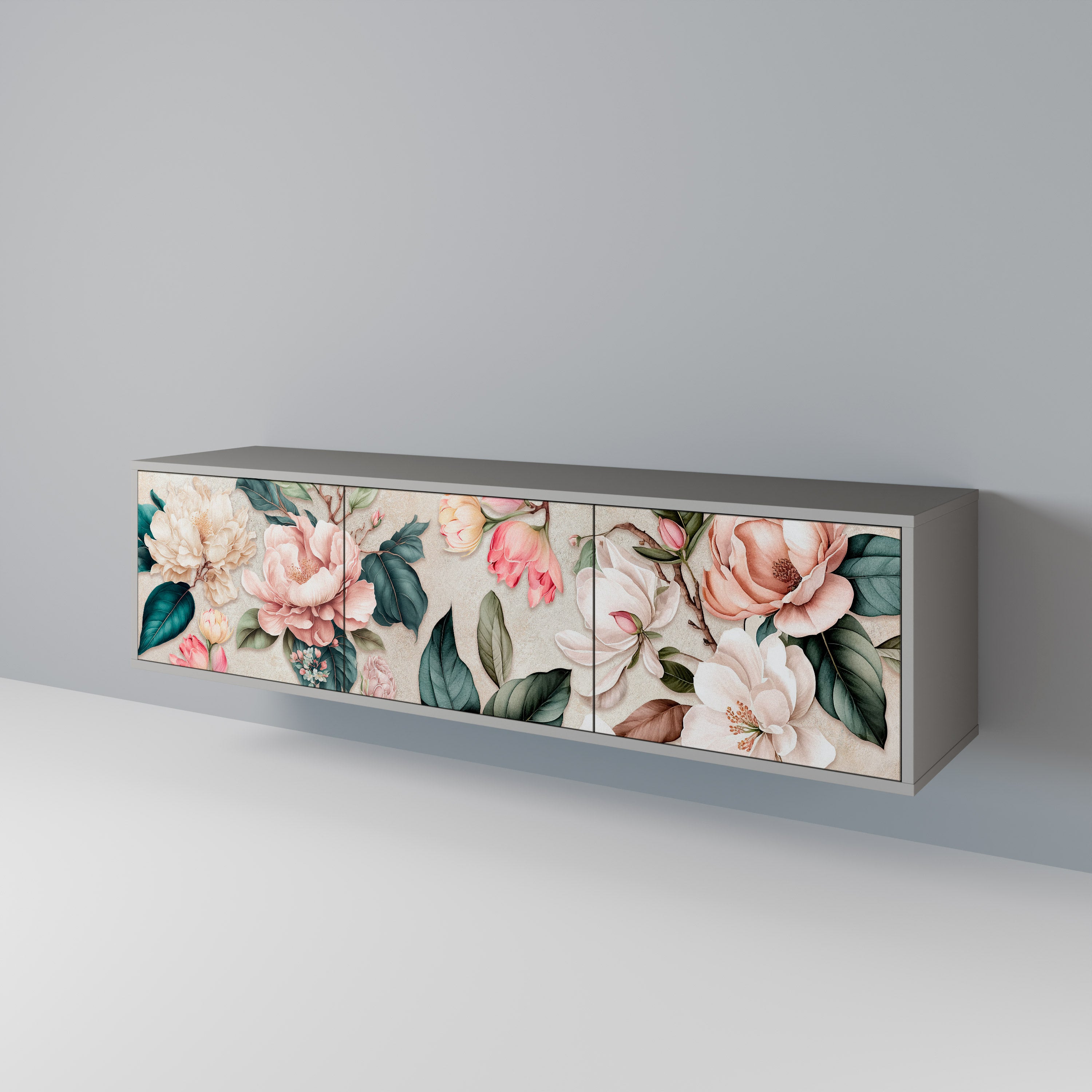 FLORAL GRACE Szafka RTV 3-drzwiowa korpus Szary