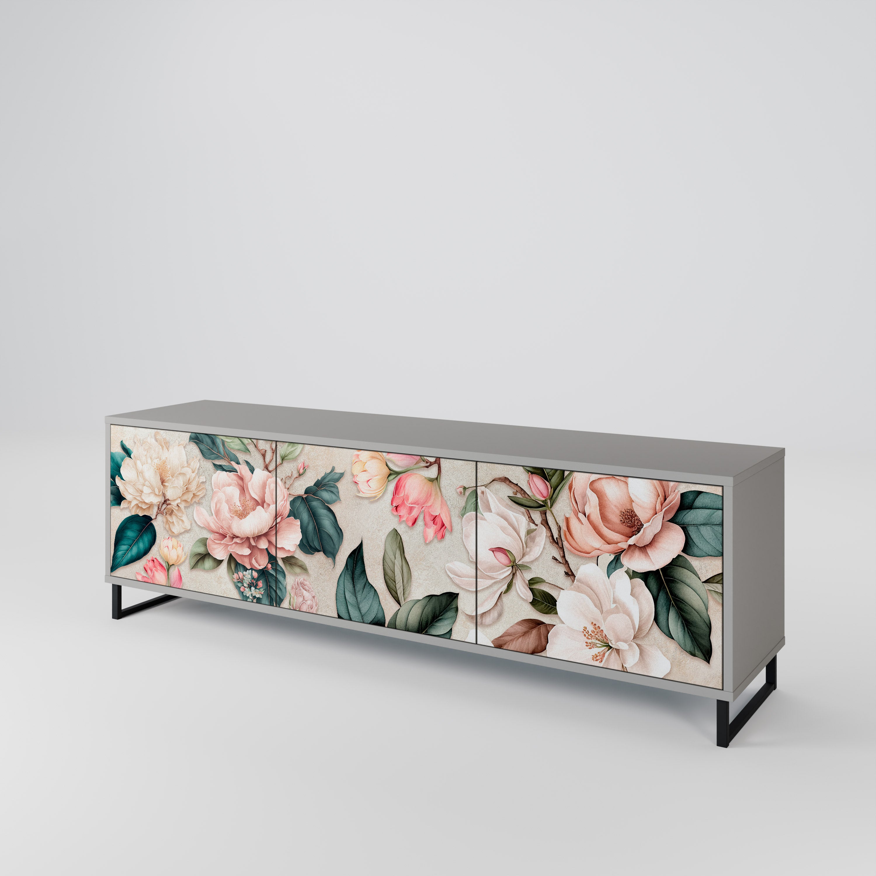 FLORAL GRACE Szafka RTV 3-drzwiowa korpus Szary