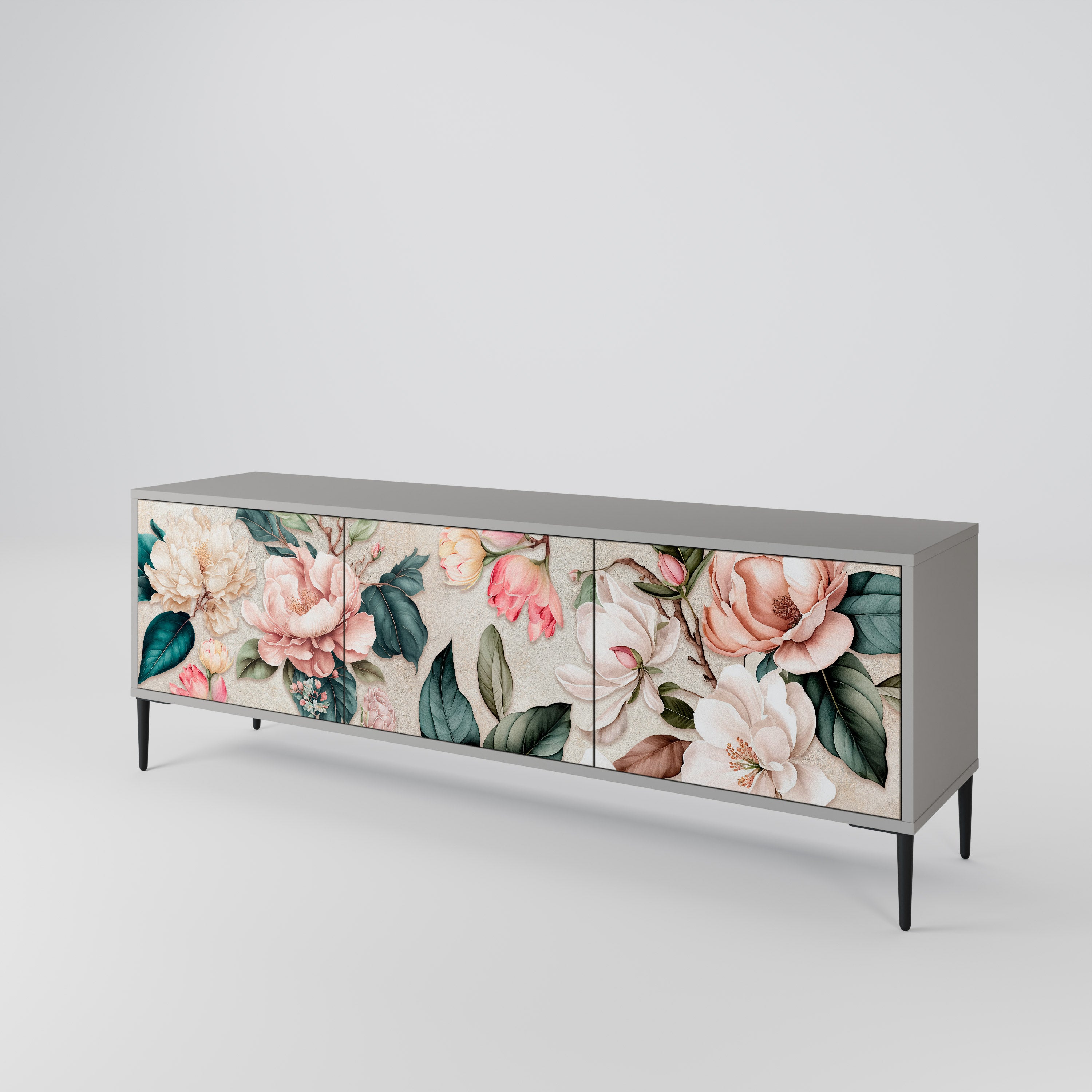 FLORAL GRACE Szafka RTV 3-drzwiowa korpus Szary