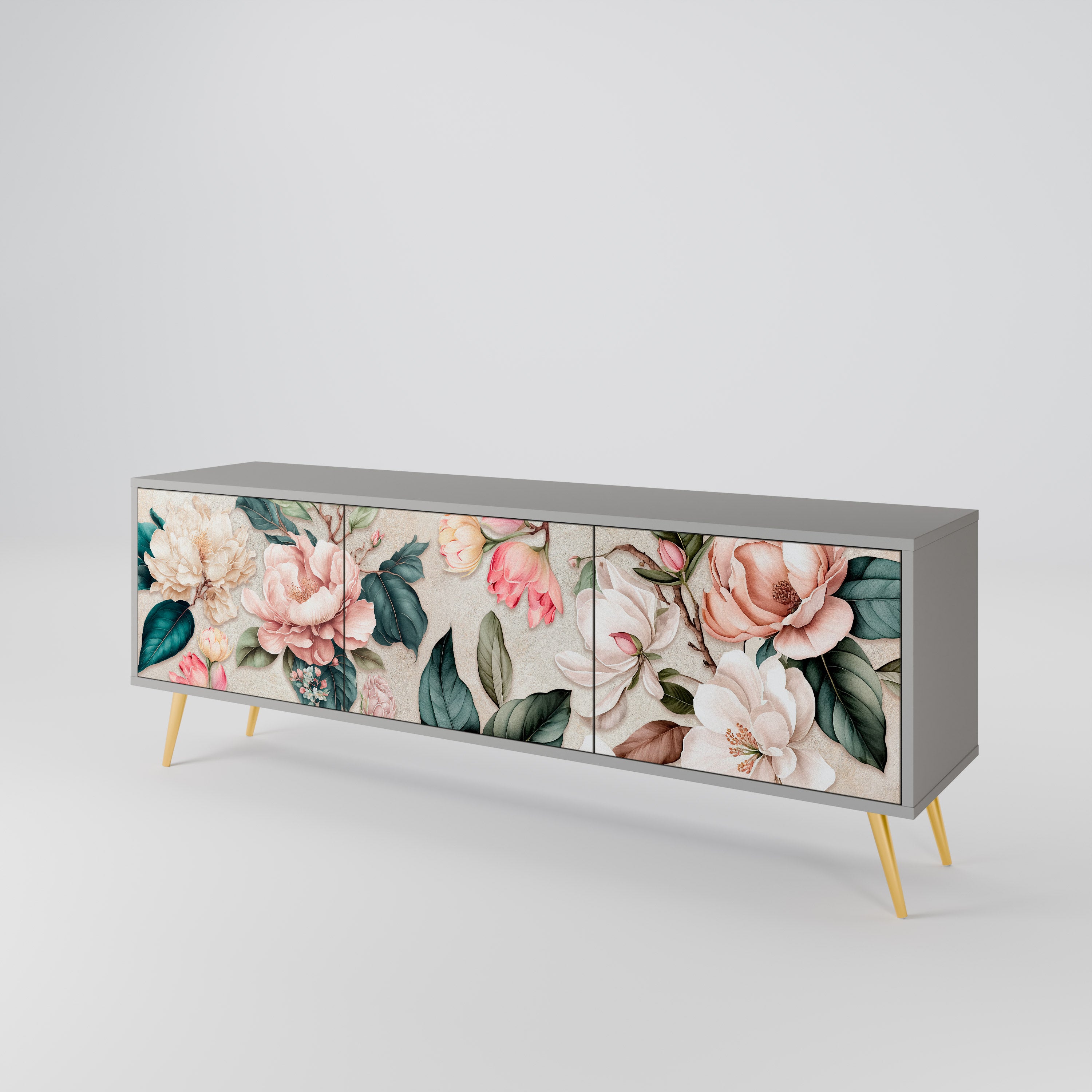 FLORAL GRACE Szafka RTV 3-drzwiowa korpus Szary