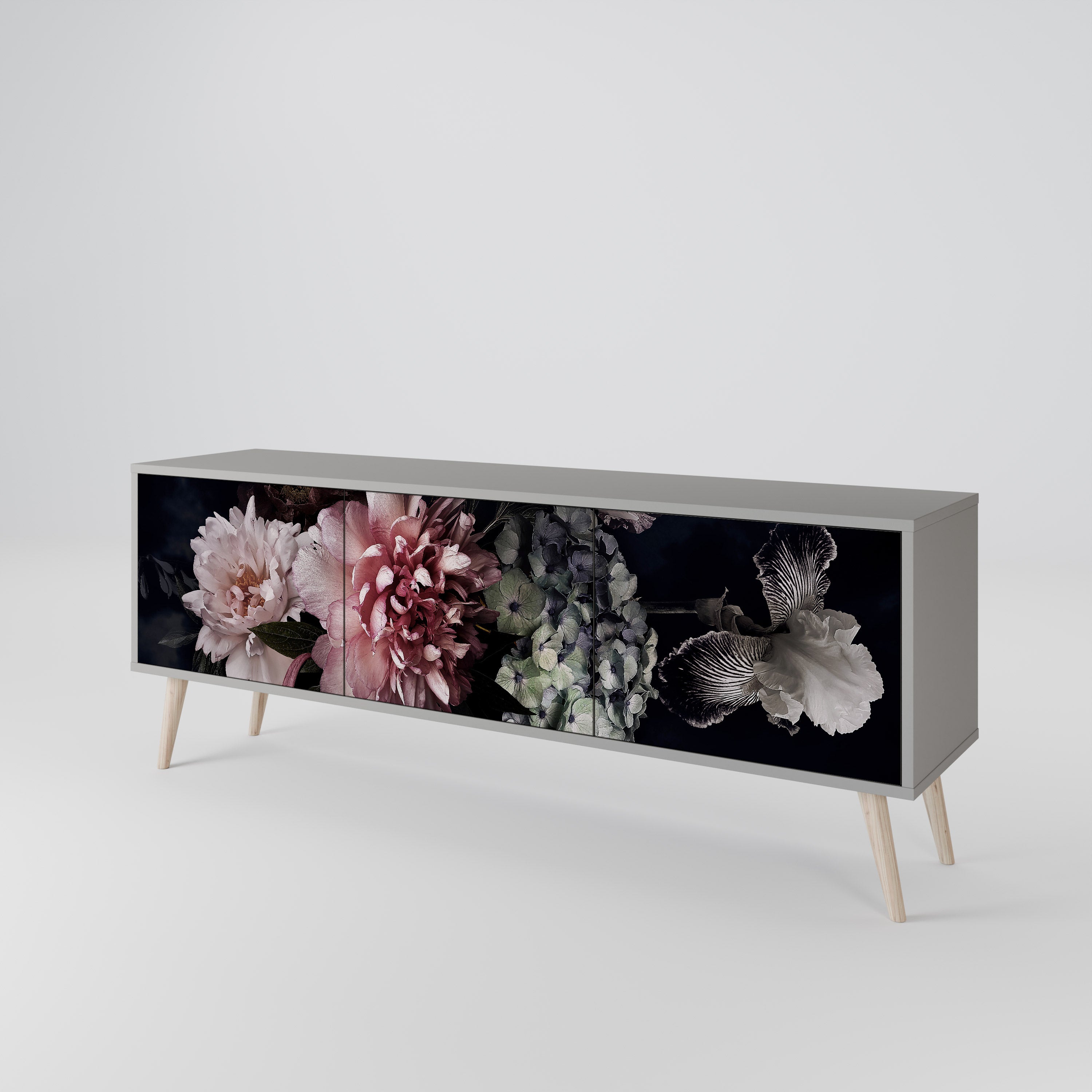 PURE BLOSSOM Szafka RTV 3-drzwiowa korpus Szary
