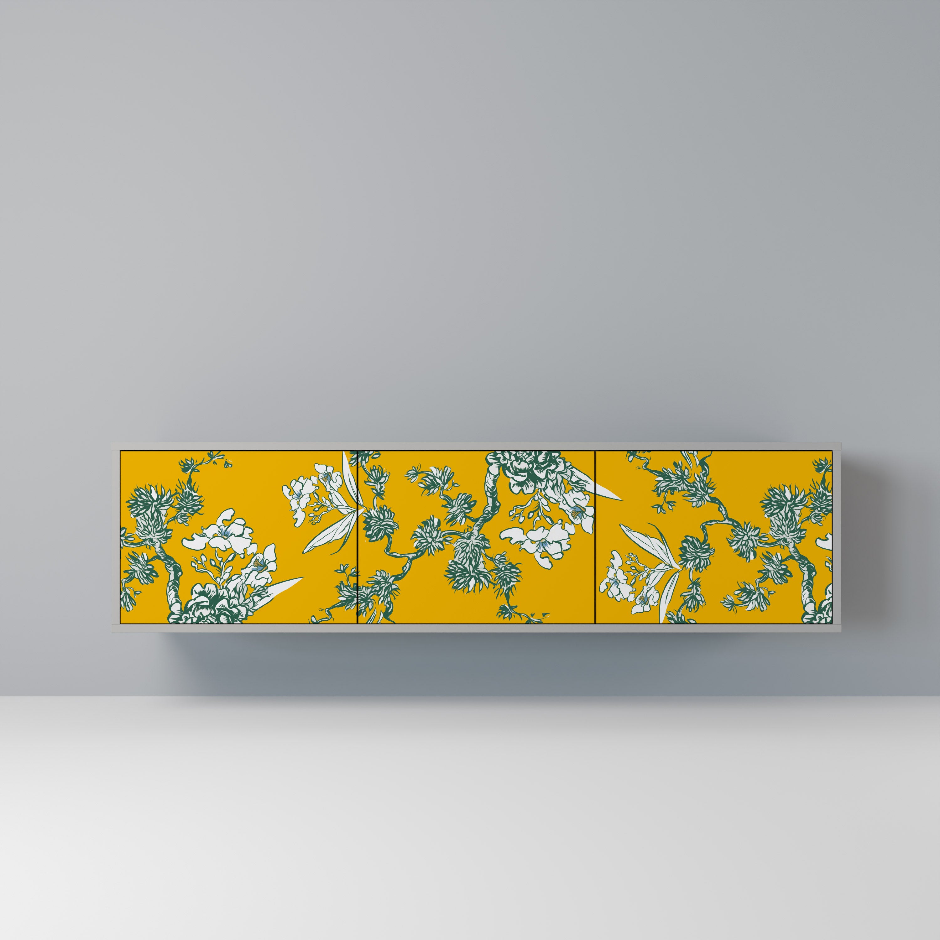 YELLOW CHINOISERIE Szafka RTV 3-drzwiowa korpus Szary