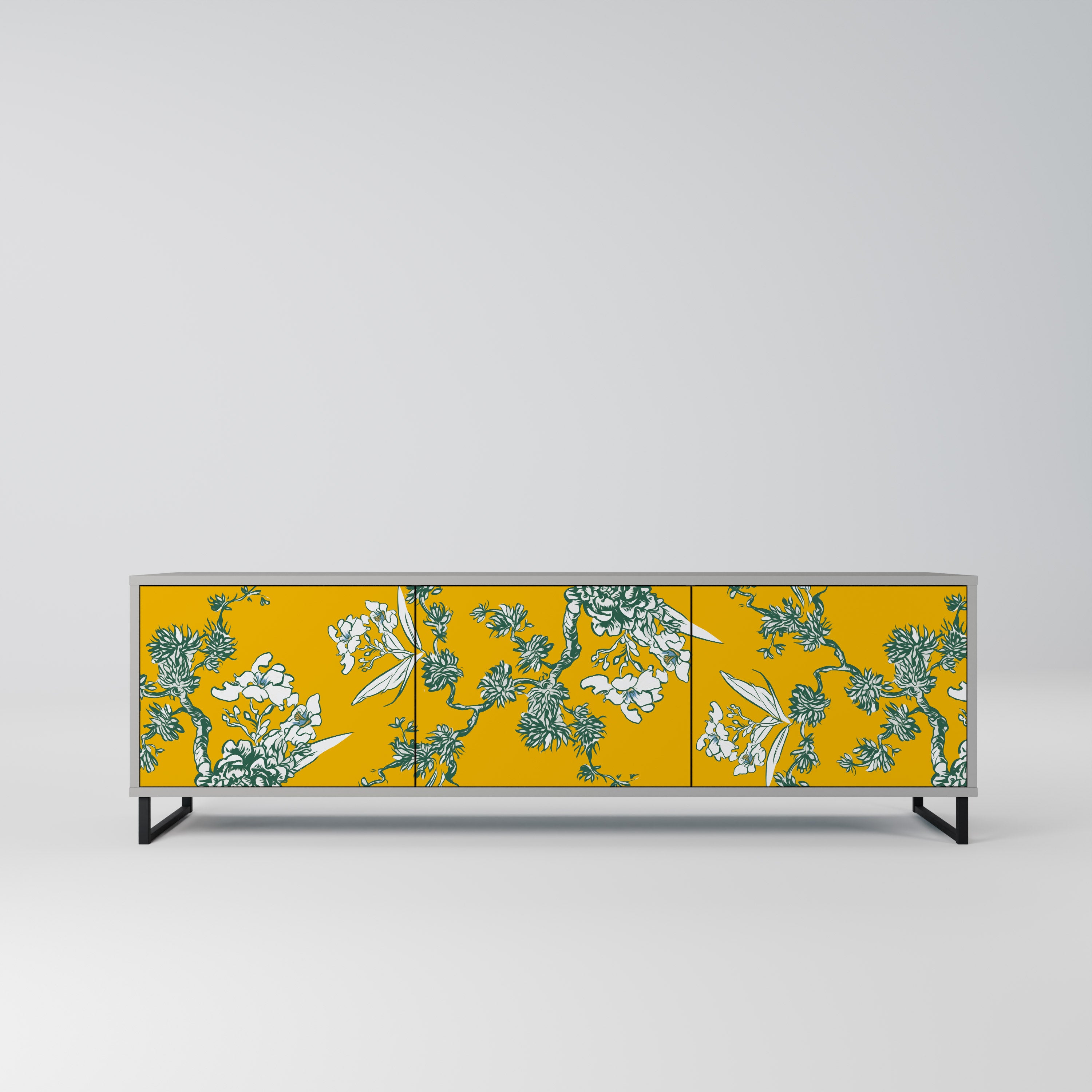 YELLOW CHINOISERIE Szafka RTV 3-drzwiowa korpus Szary
