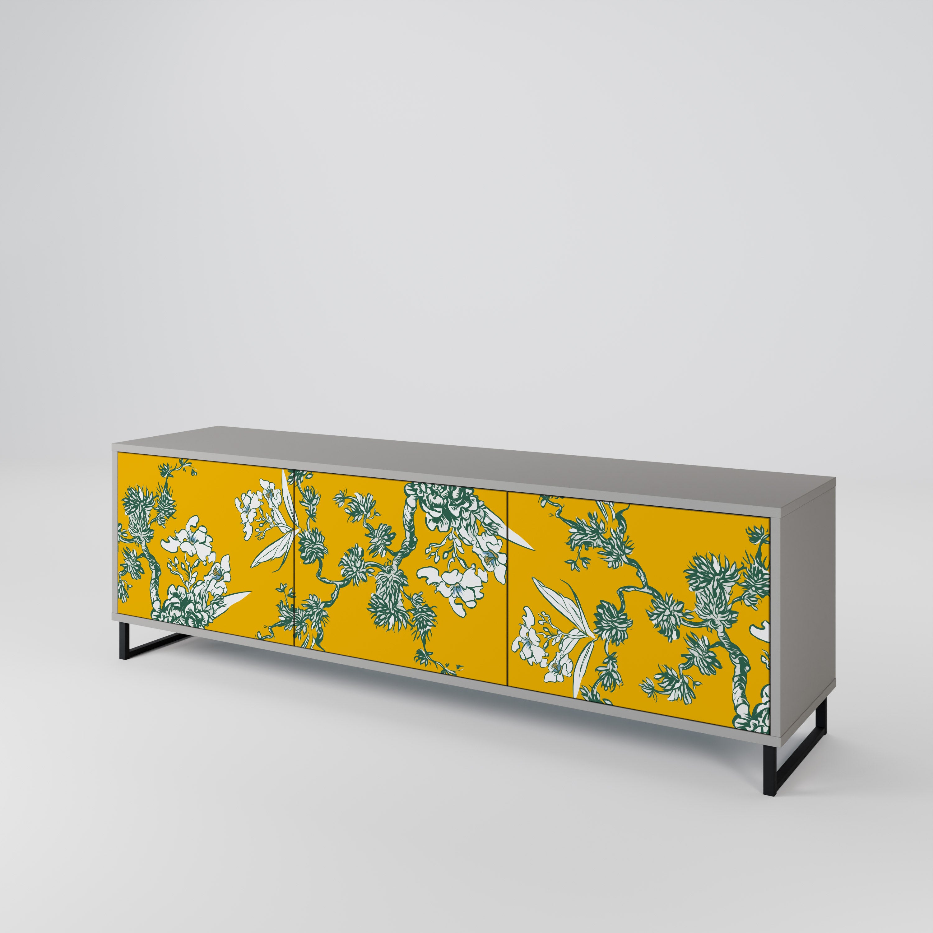 YELLOW CHINOISERIE Szafka RTV 3-drzwiowa korpus Szary