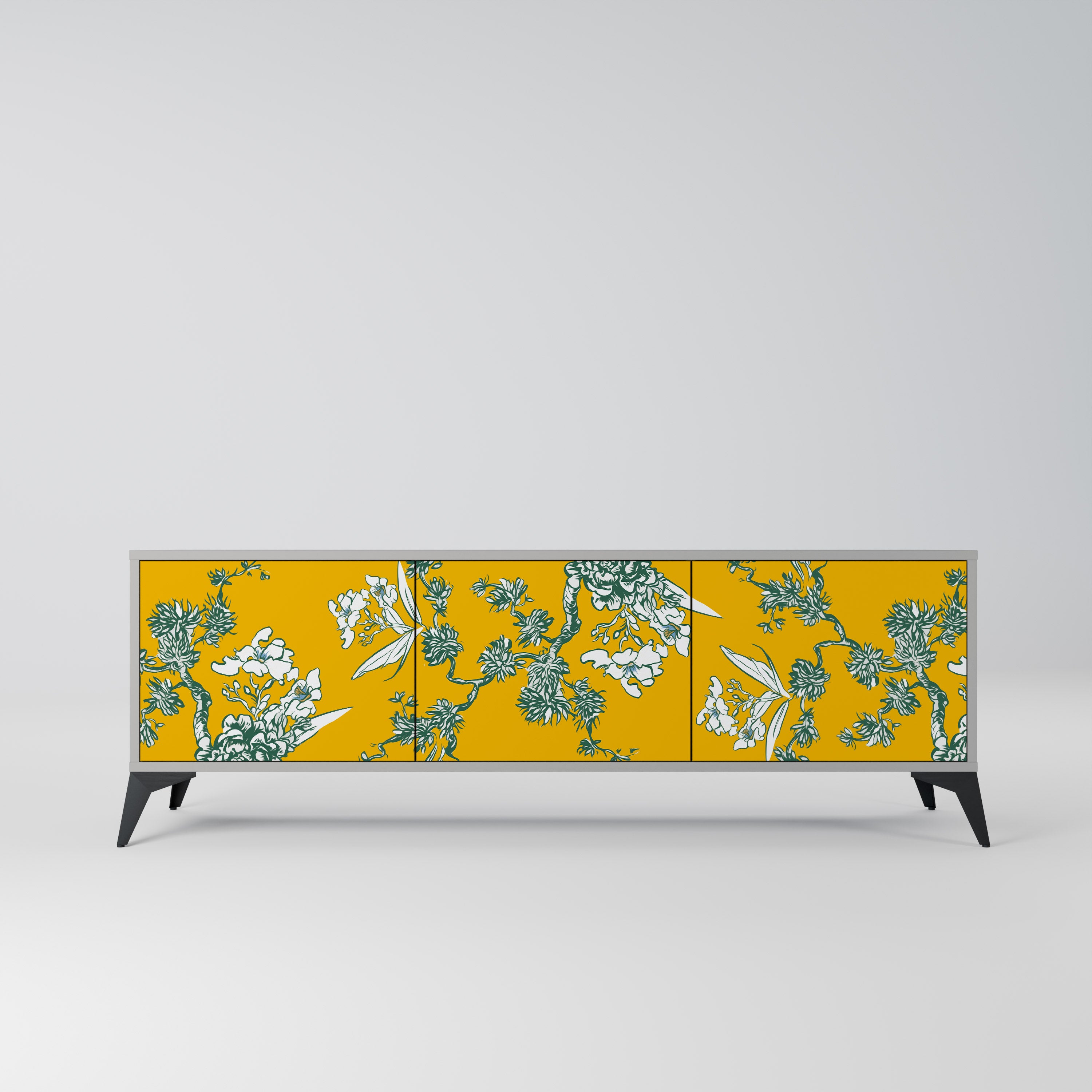 YELLOW CHINOISERIE Szafka RTV 3-drzwiowa korpus Szary
