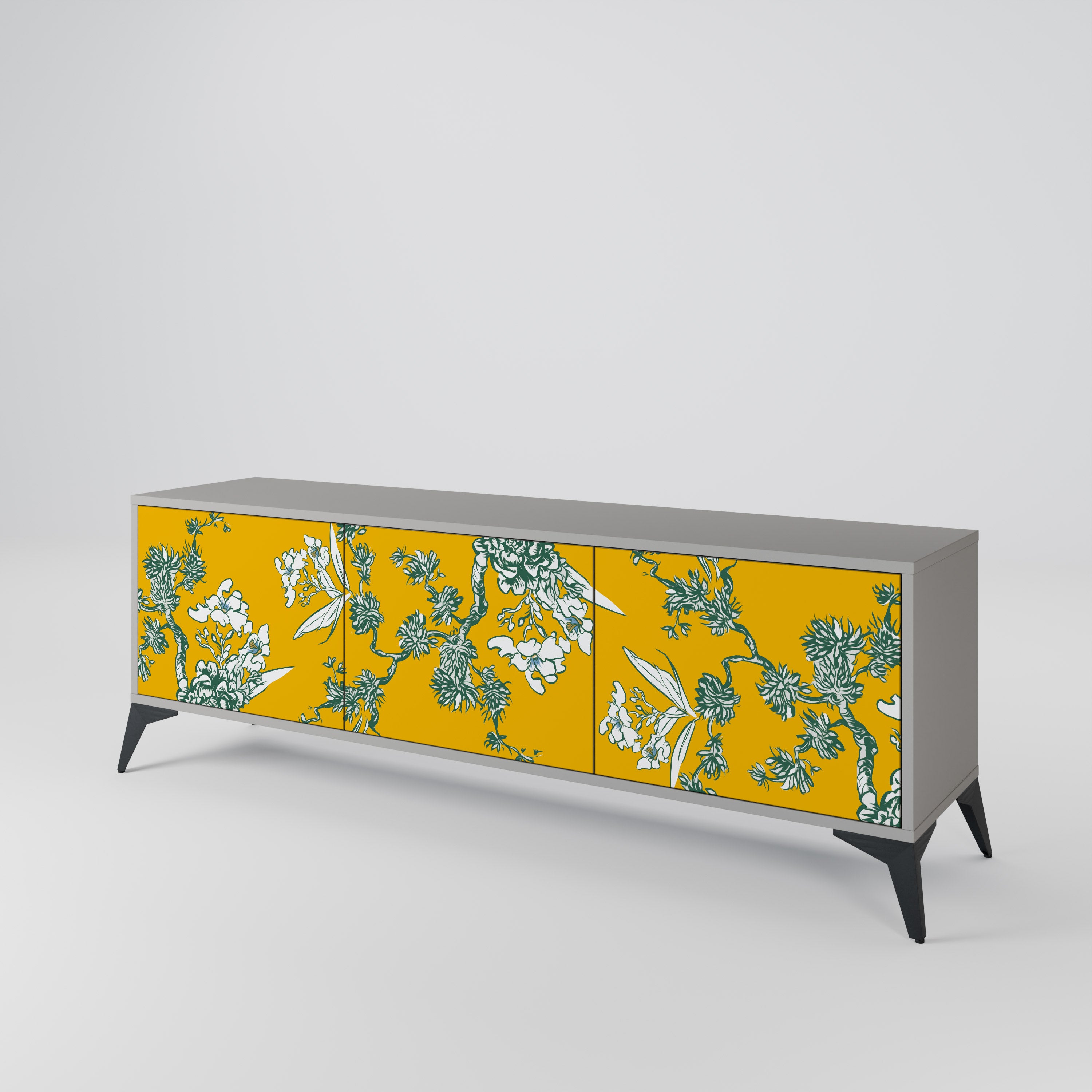 YELLOW CHINOISERIE Szafka RTV 3-drzwiowa korpus Szary