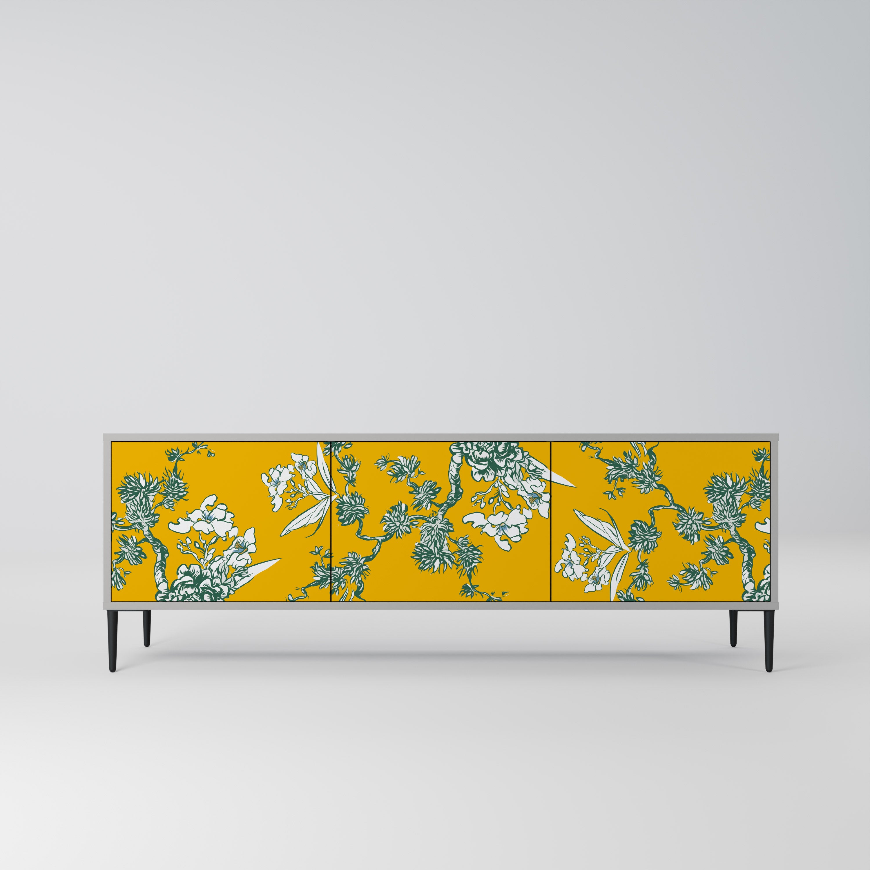 YELLOW CHINOISERIE Szafka RTV 3-drzwiowa korpus Szary