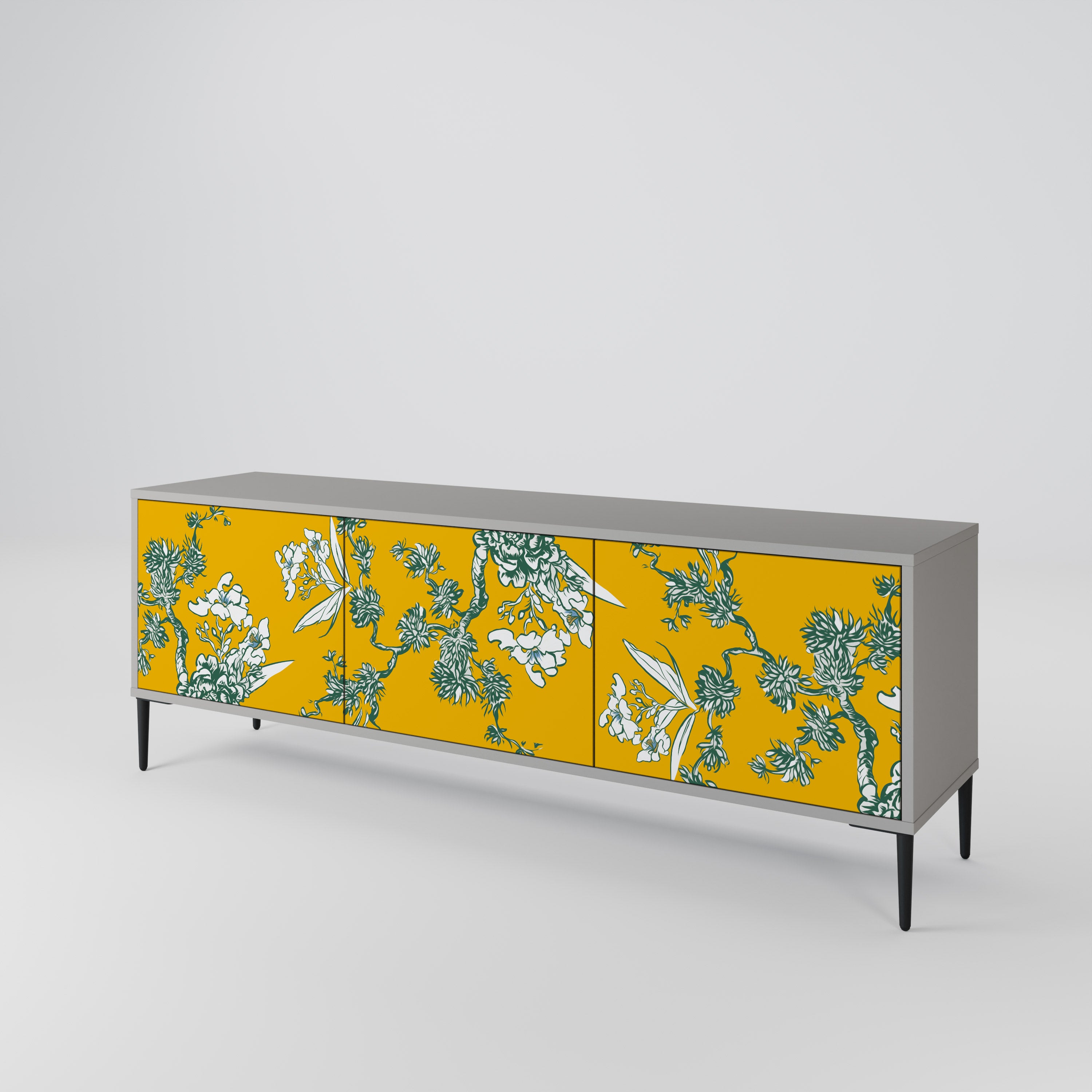 YELLOW CHINOISERIE Szafka RTV 3-drzwiowa korpus Szary