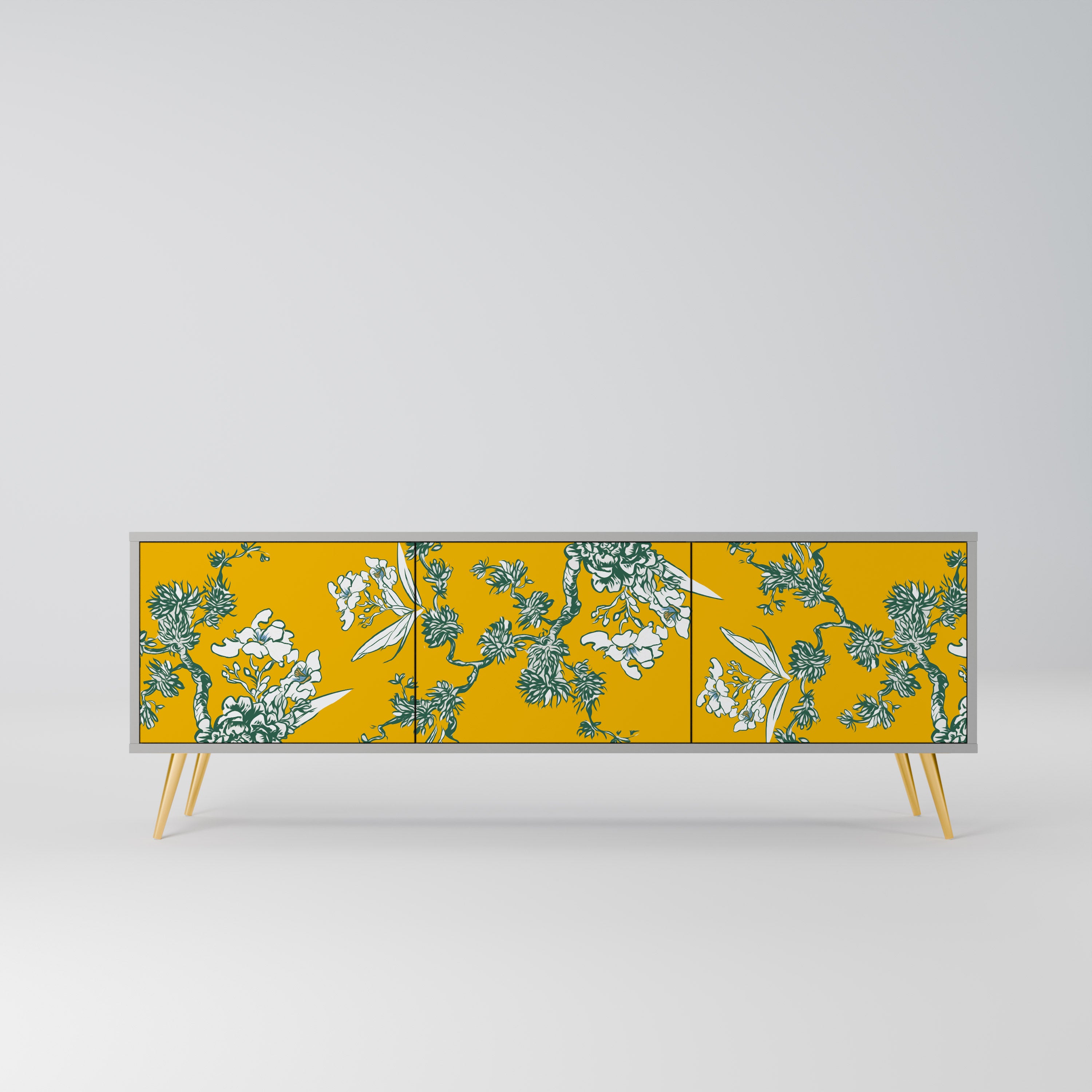 YELLOW CHINOISERIE Szafka RTV 3-drzwiowa korpus Szary