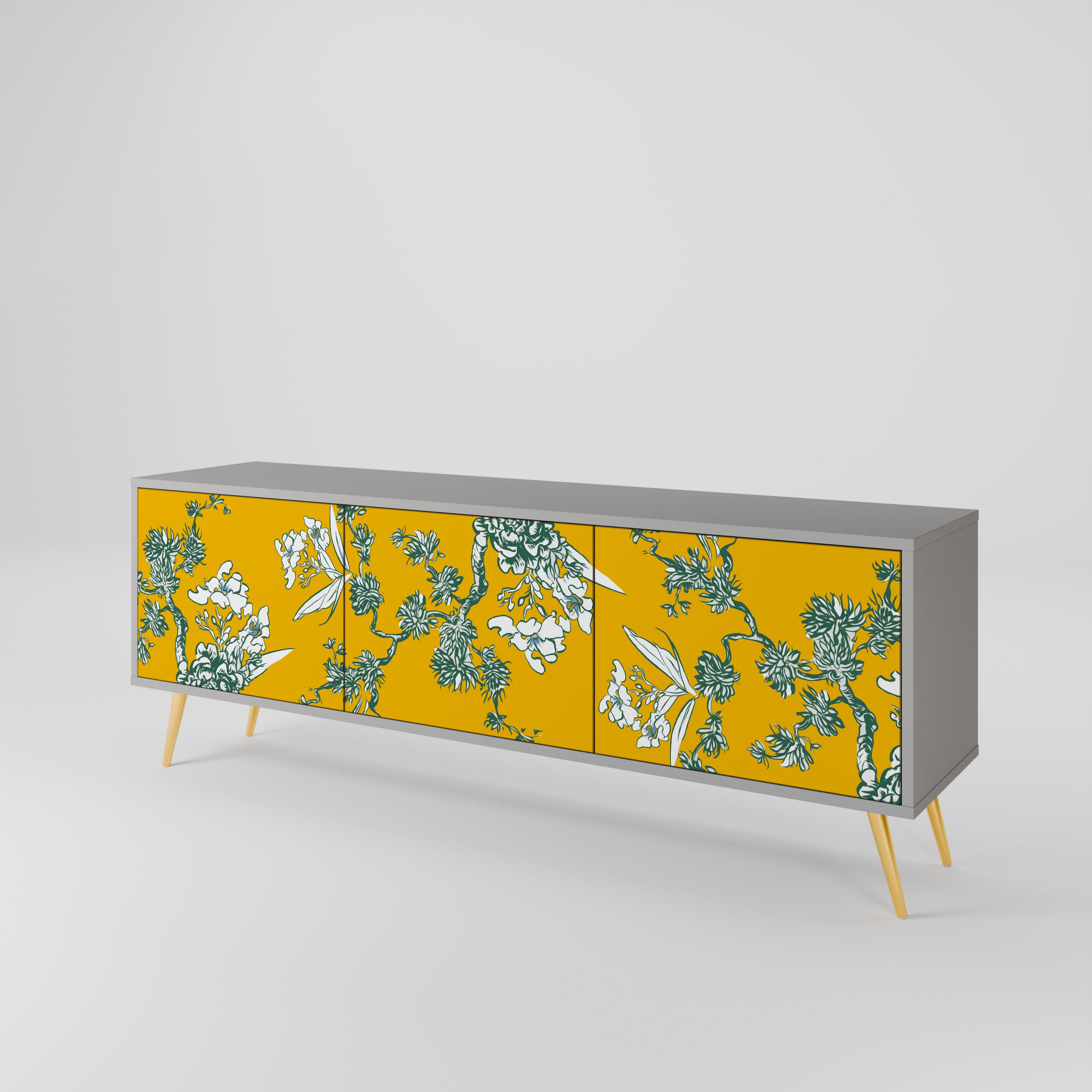 YELLOW CHINOISERIE Szafka RTV 3-drzwiowa korpus Szary