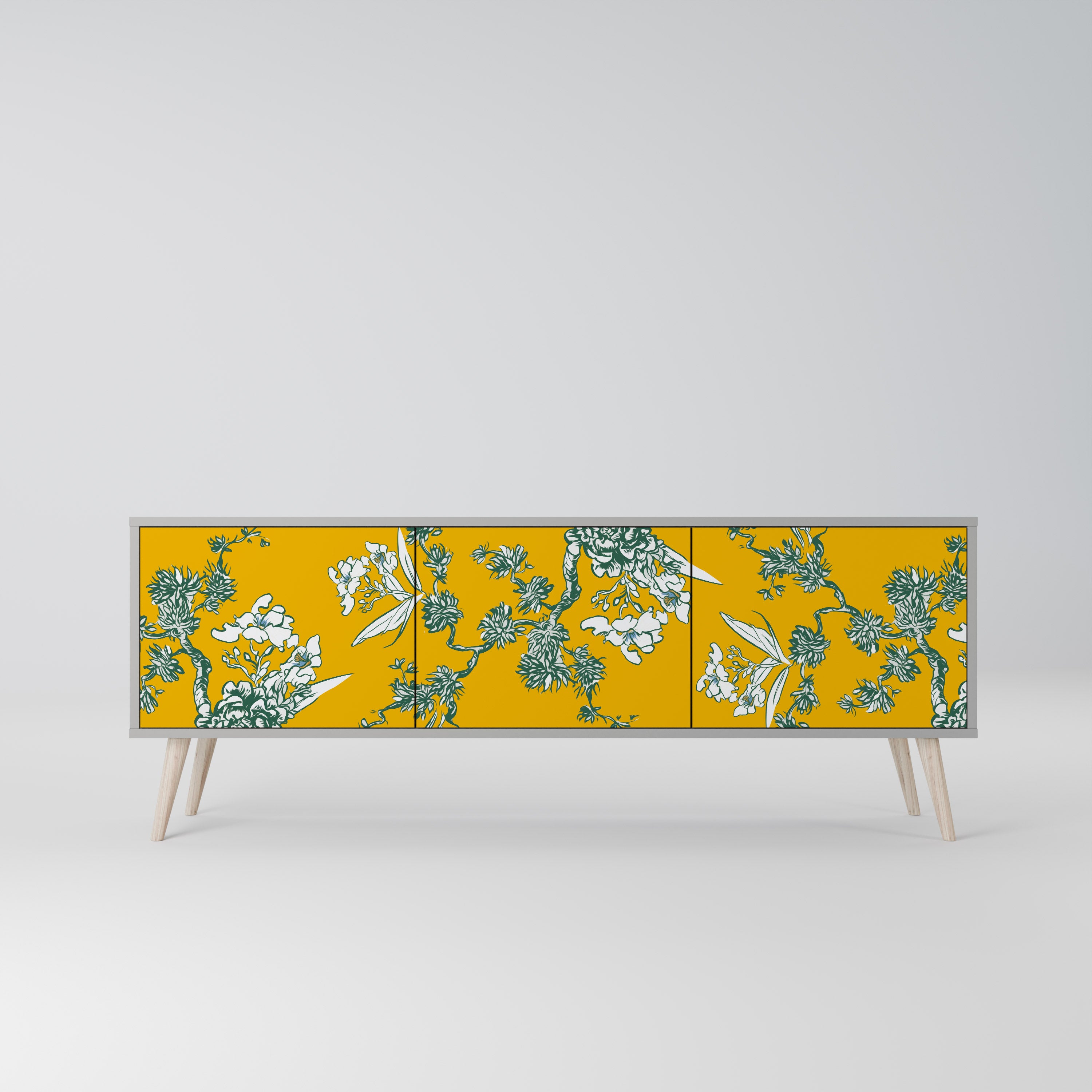 YELLOW CHINOISERIE Szafka RTV 3-drzwiowa korpus Szary
