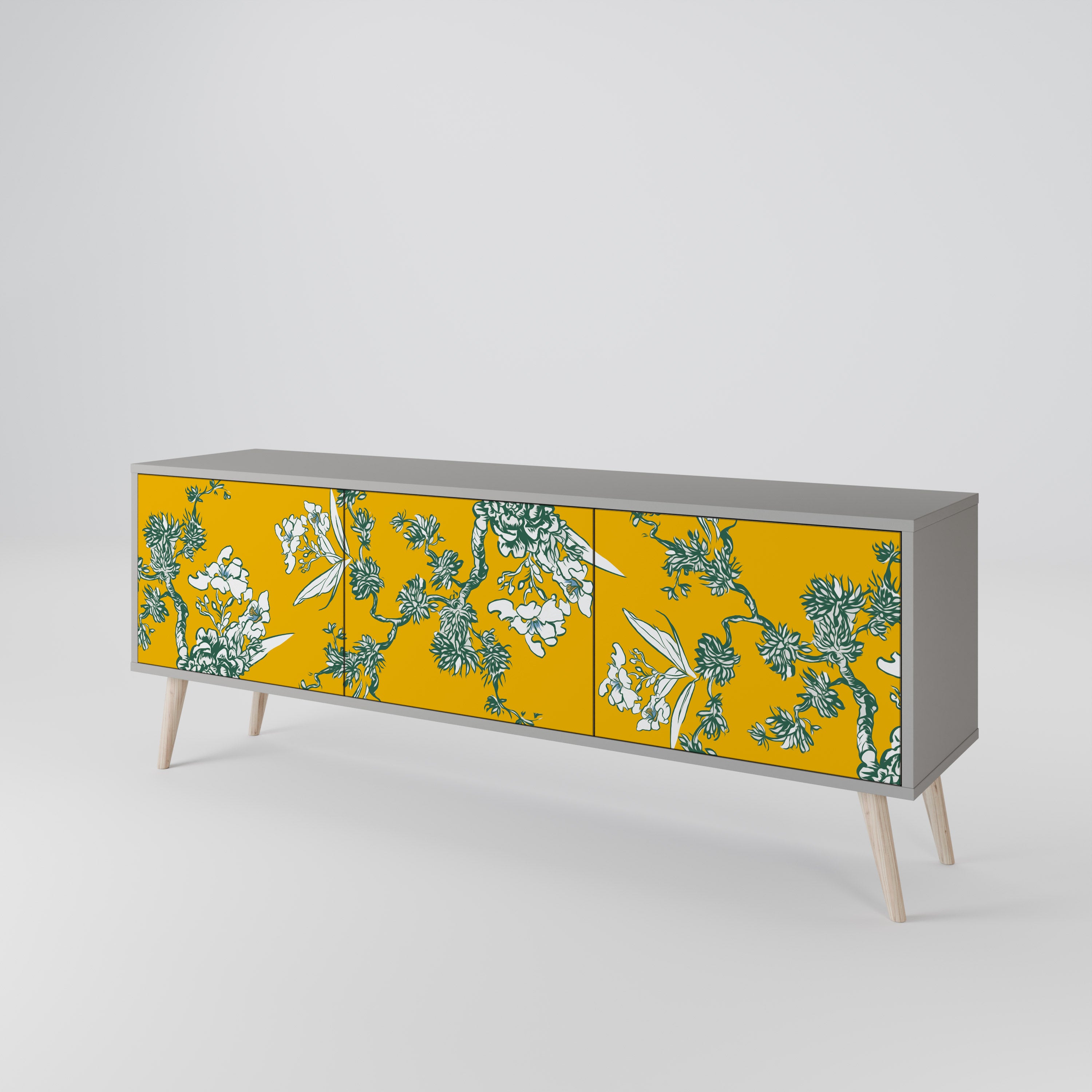 YELLOW CHINOISERIE Szafka RTV 3-drzwiowa korpus Szary
