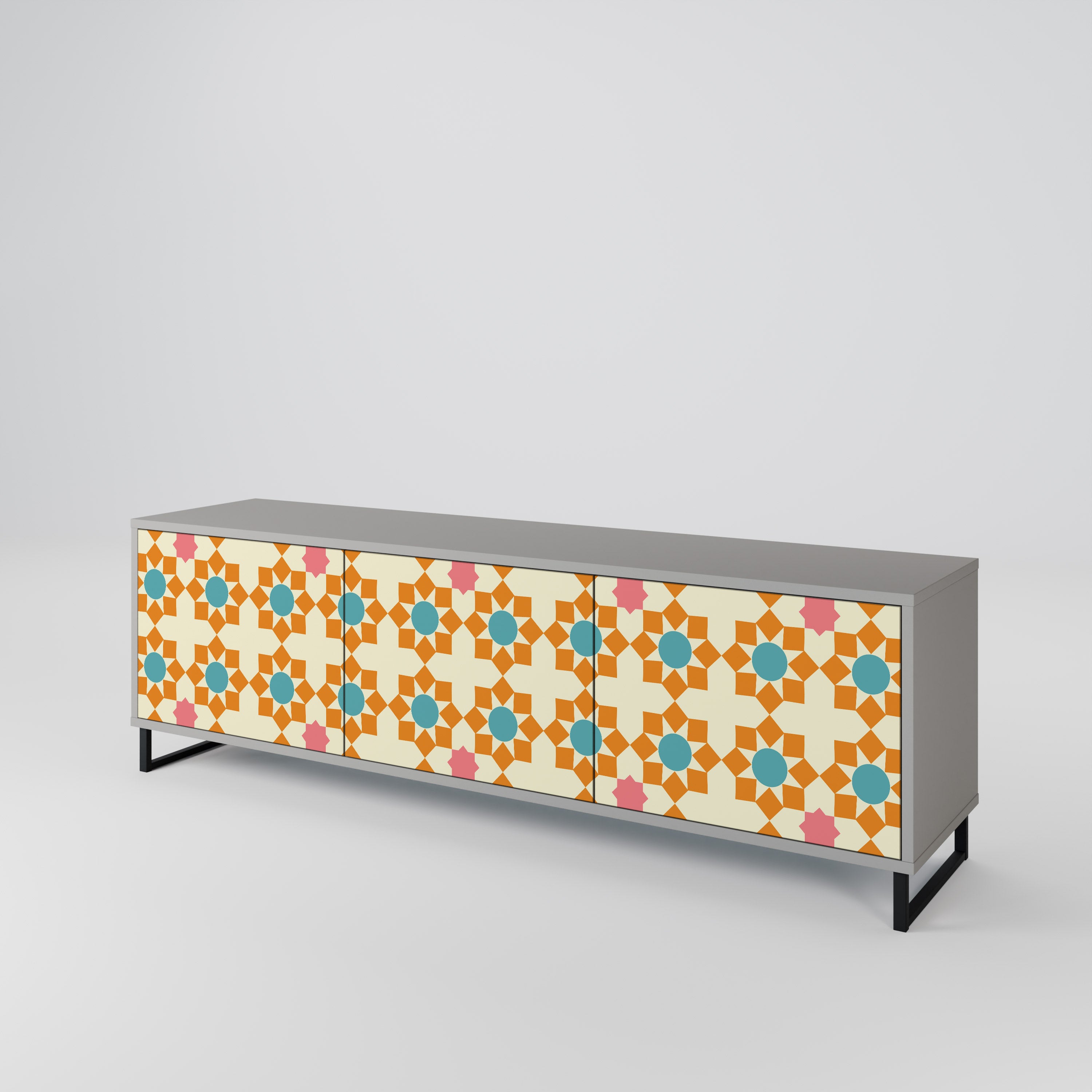 FLORAL DECOR Szafka RTV 3-drzwiowa korpus Szary