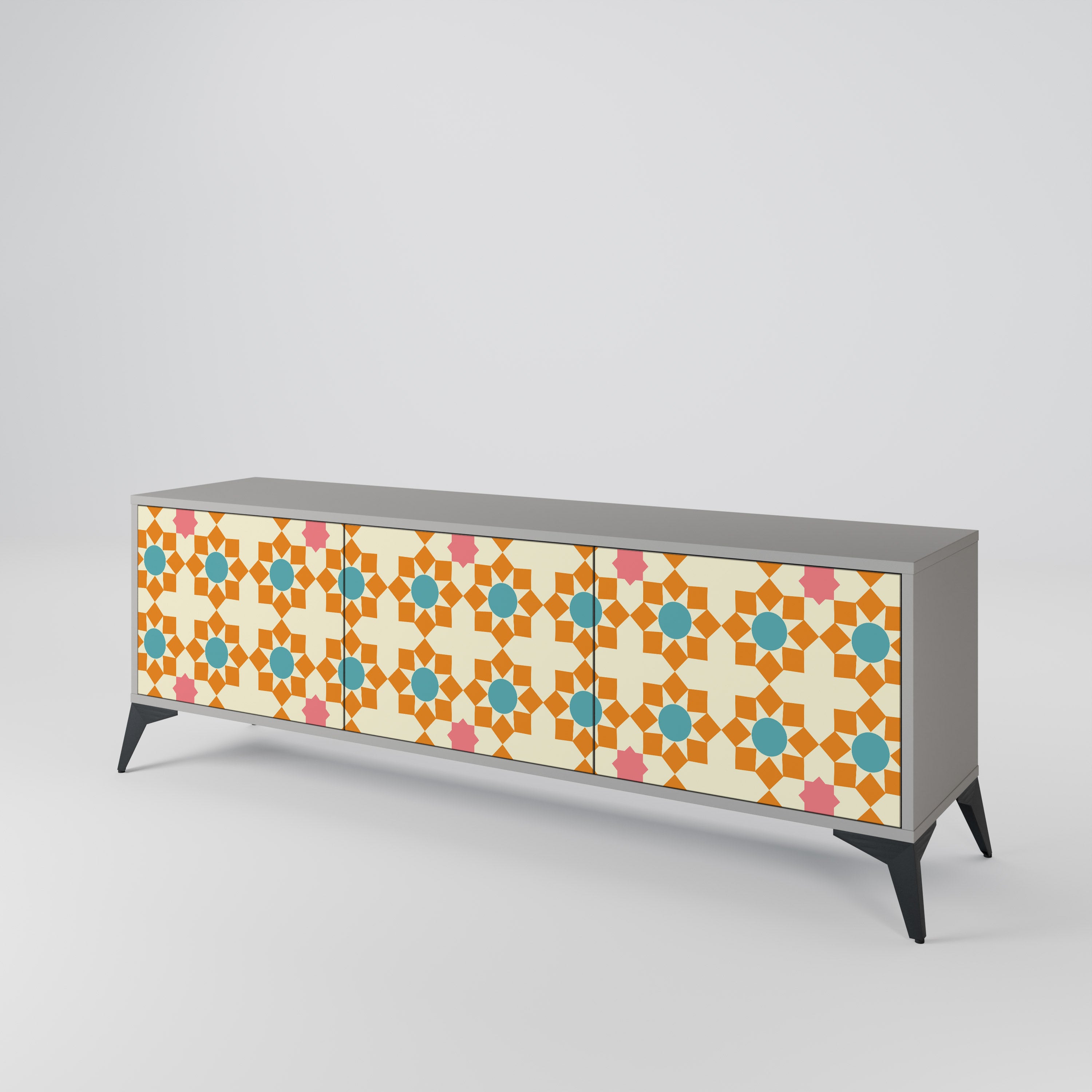 FLORAL DECOR Szafka RTV 3-drzwiowa korpus Szary