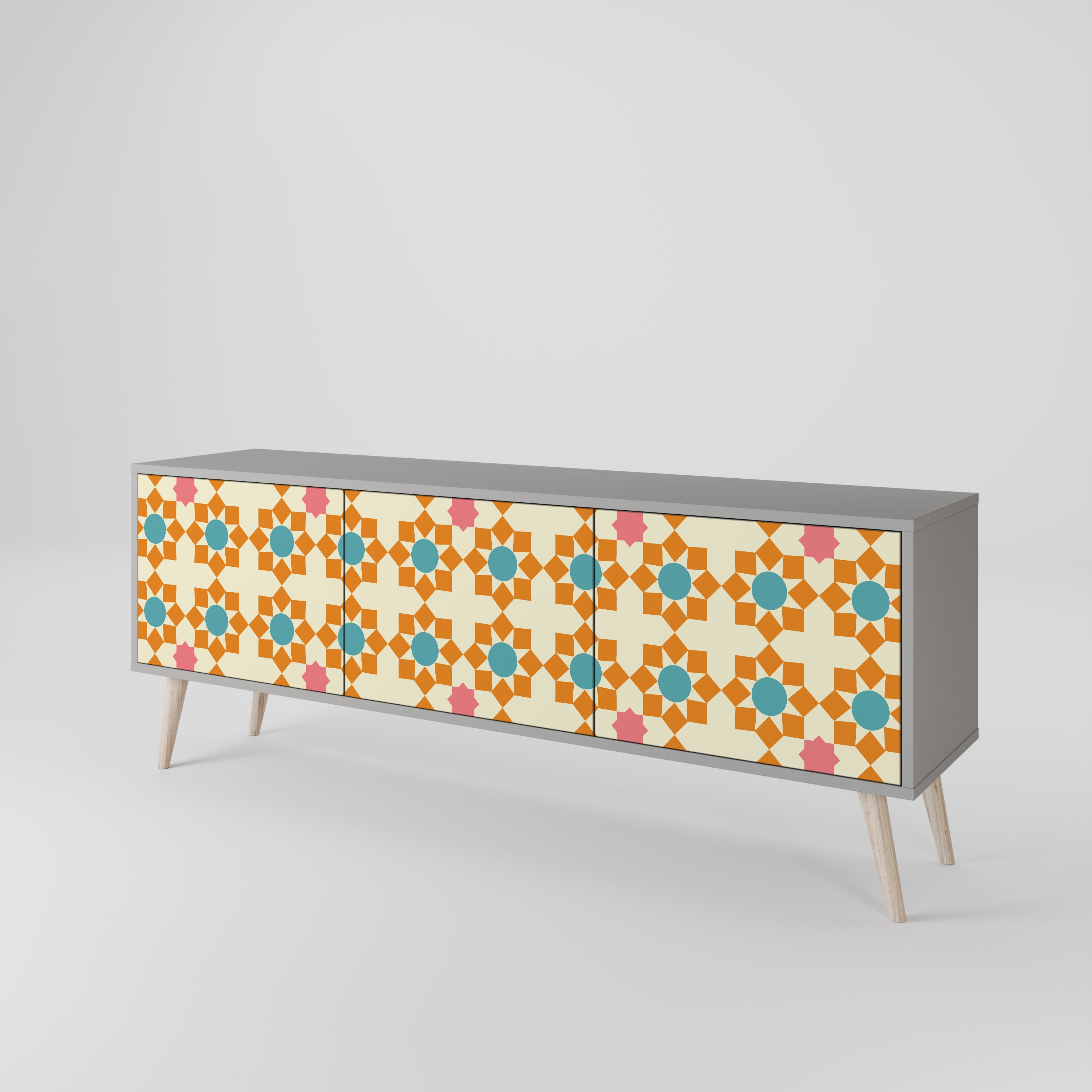 FLORAL DECOR Szafka RTV 3-drzwiowa korpus Szary