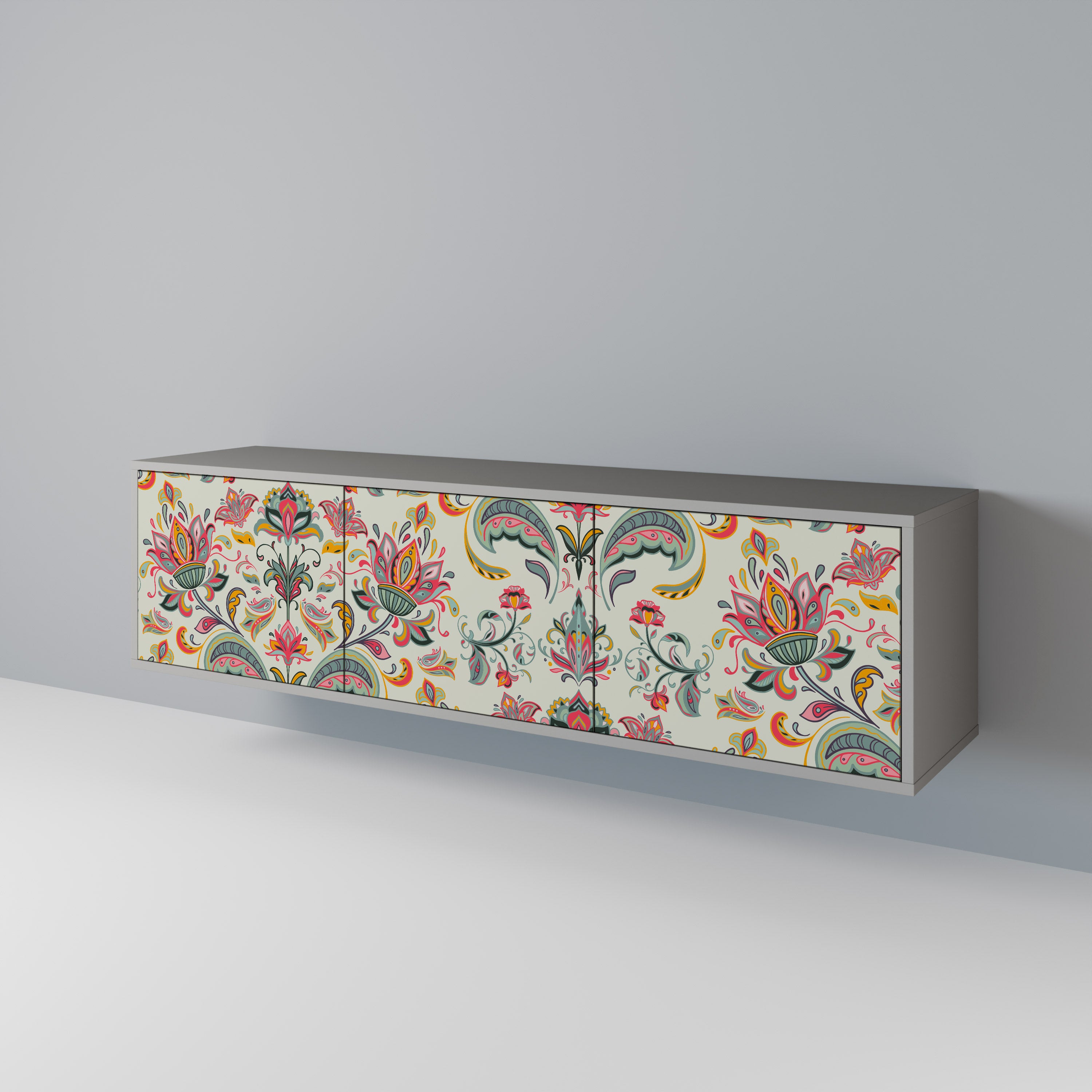 ORGANIC FOLKLORE Szafka RTV 3-drzwiowa korpus Szary