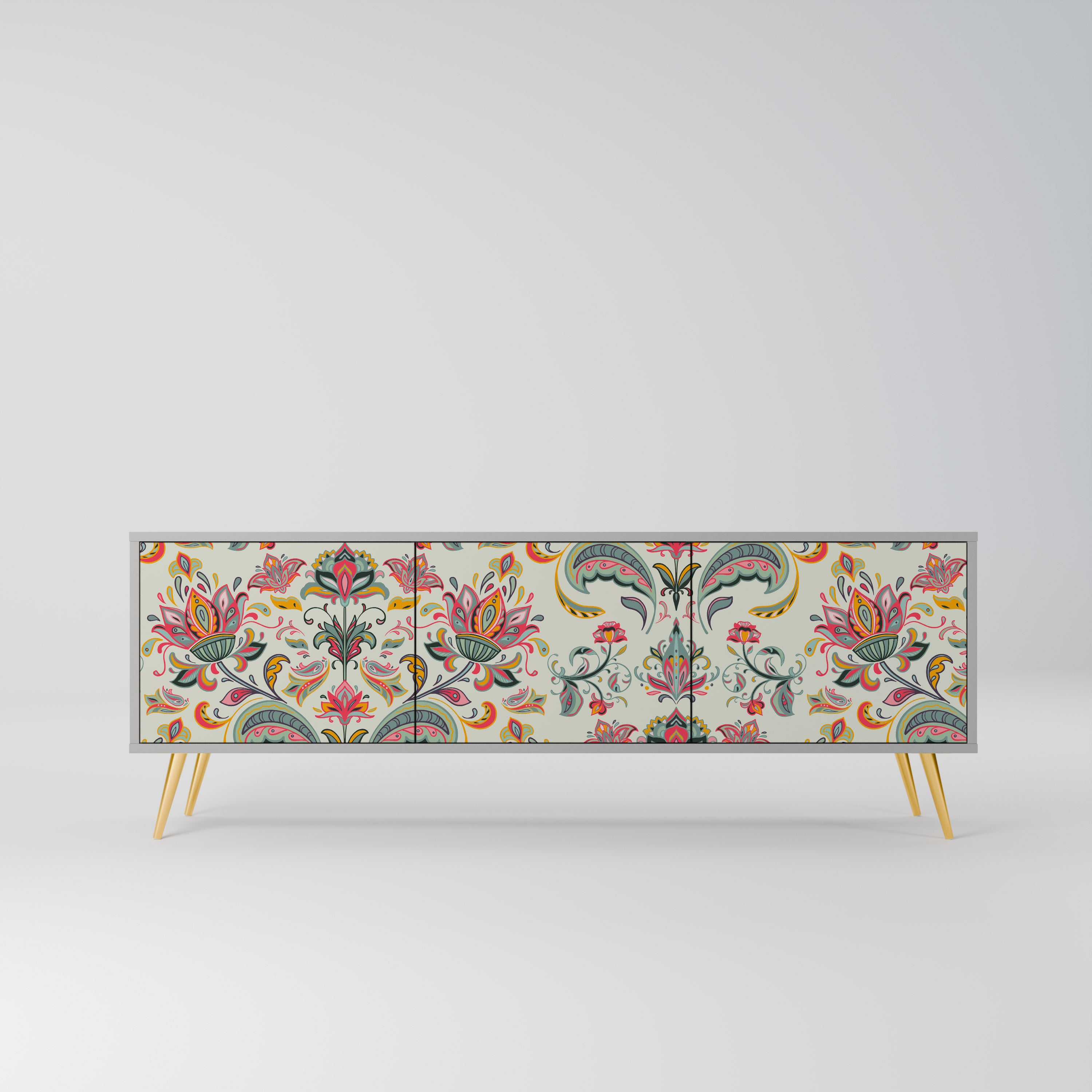 ORGANIC FOLKLORE Szafka RTV 3-drzwiowa korpus Szary