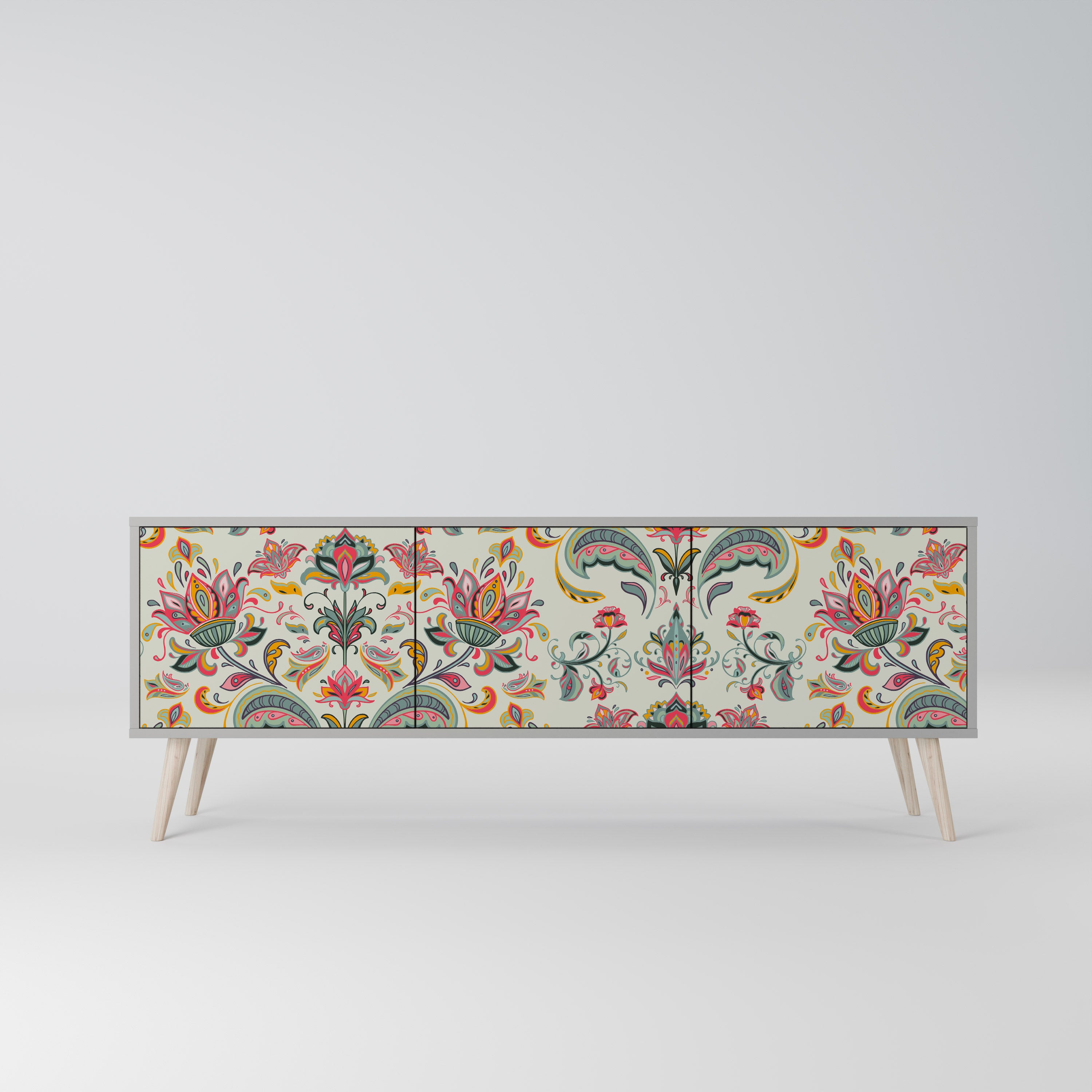 ORGANIC FOLKLORE Szafka RTV 3-drzwiowa korpus Szary