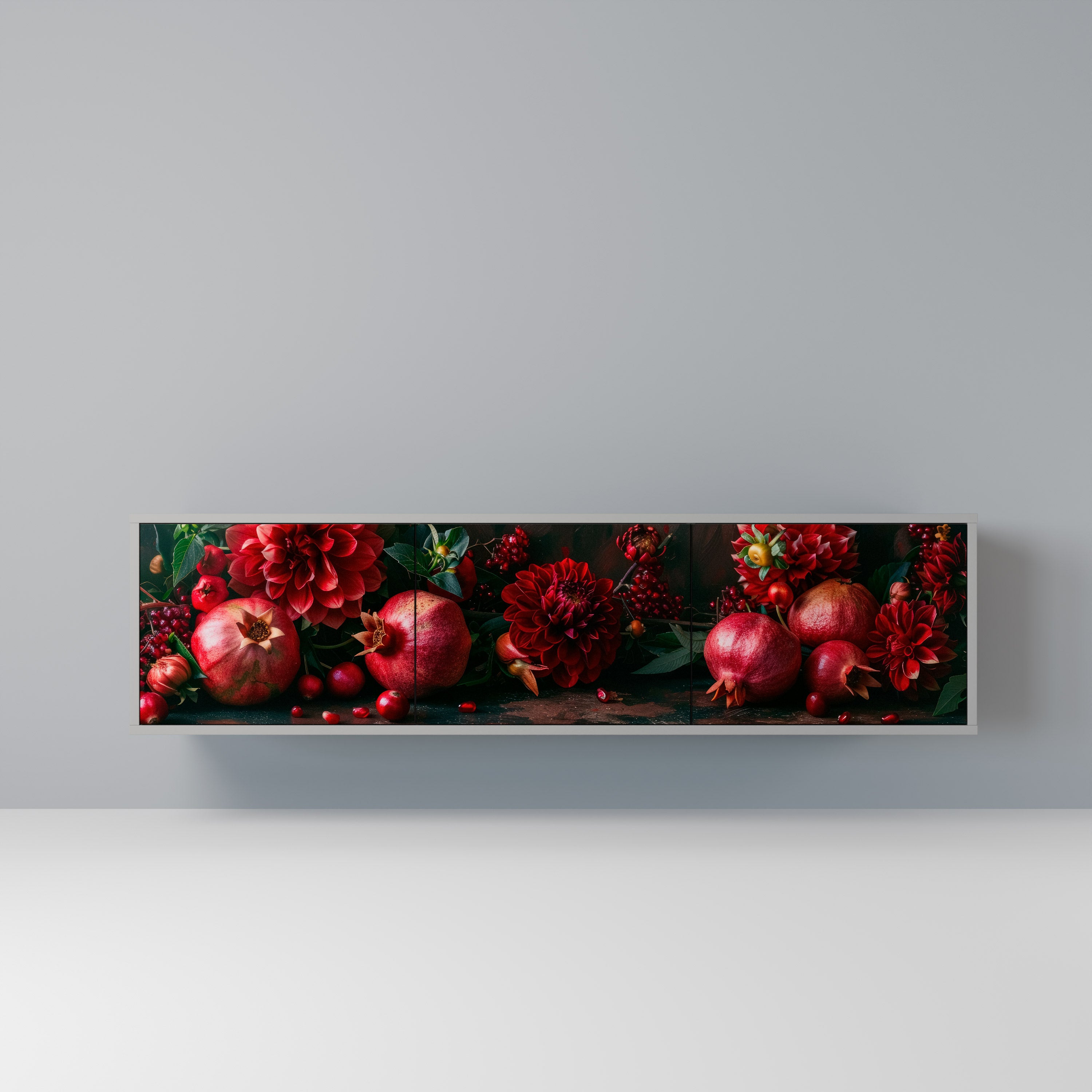 DAHLIAS AND POMEGRANATES Szafka RTV 3-drzwiowa korpus Szary