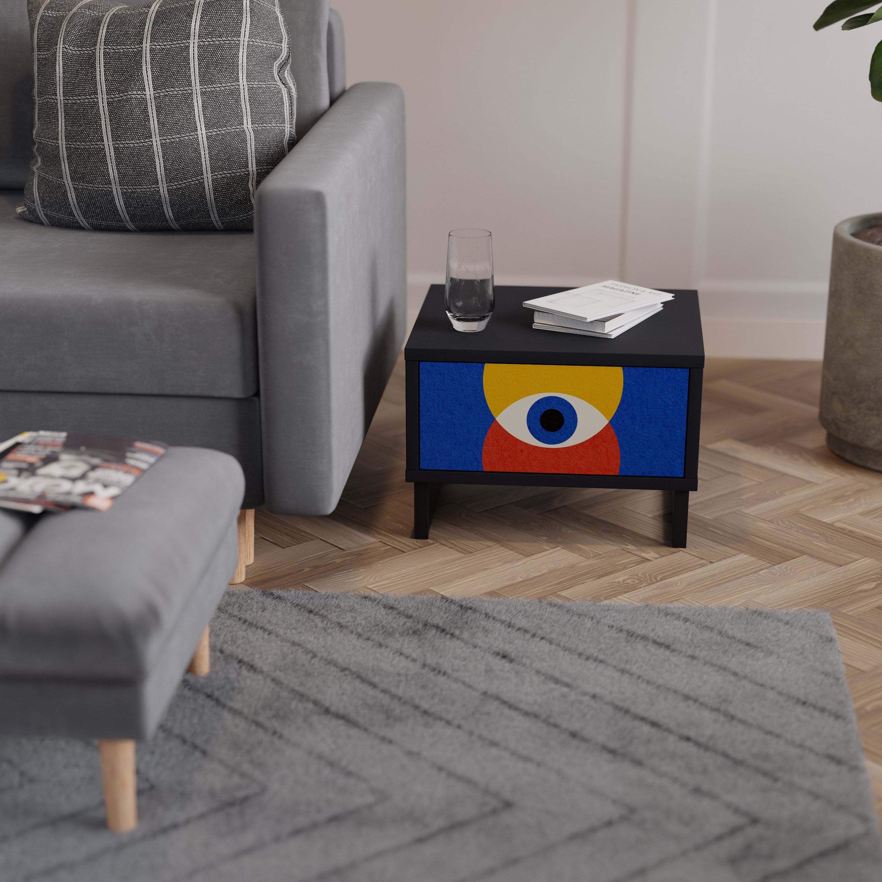 GEOMETRIC EYES Szafka nocna Czarna