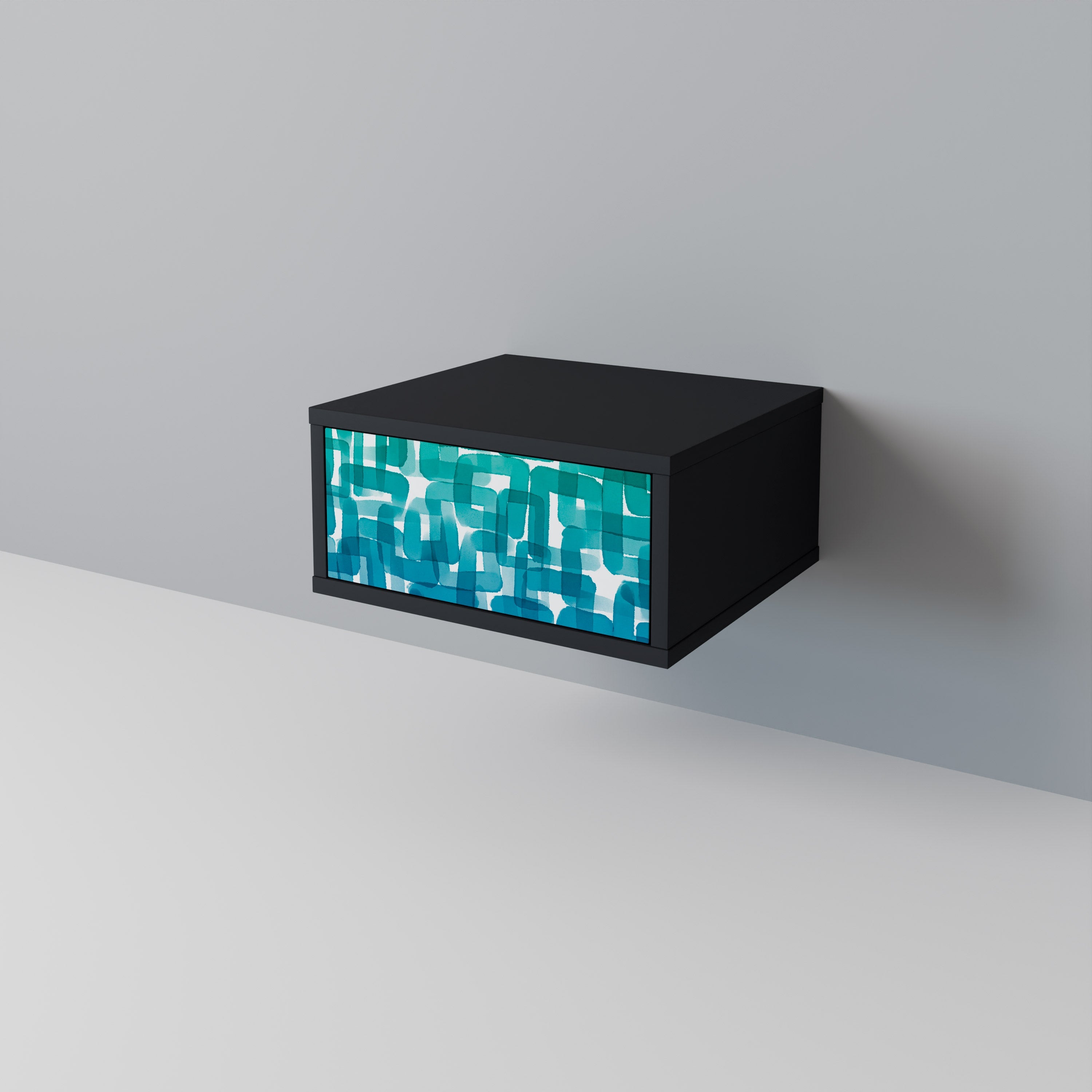 TURQUOISE RECTANGLES Szafka nocna Czarna