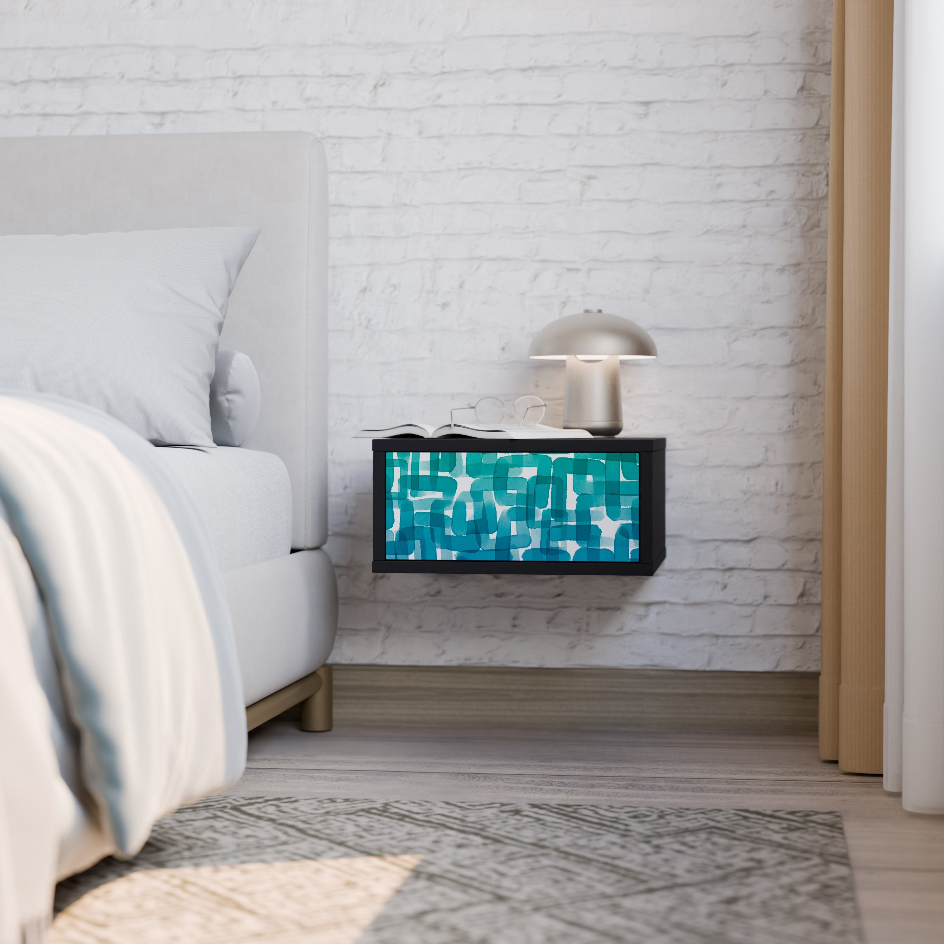 TURQUOISE RECTANGLES Szafka nocna Czarna