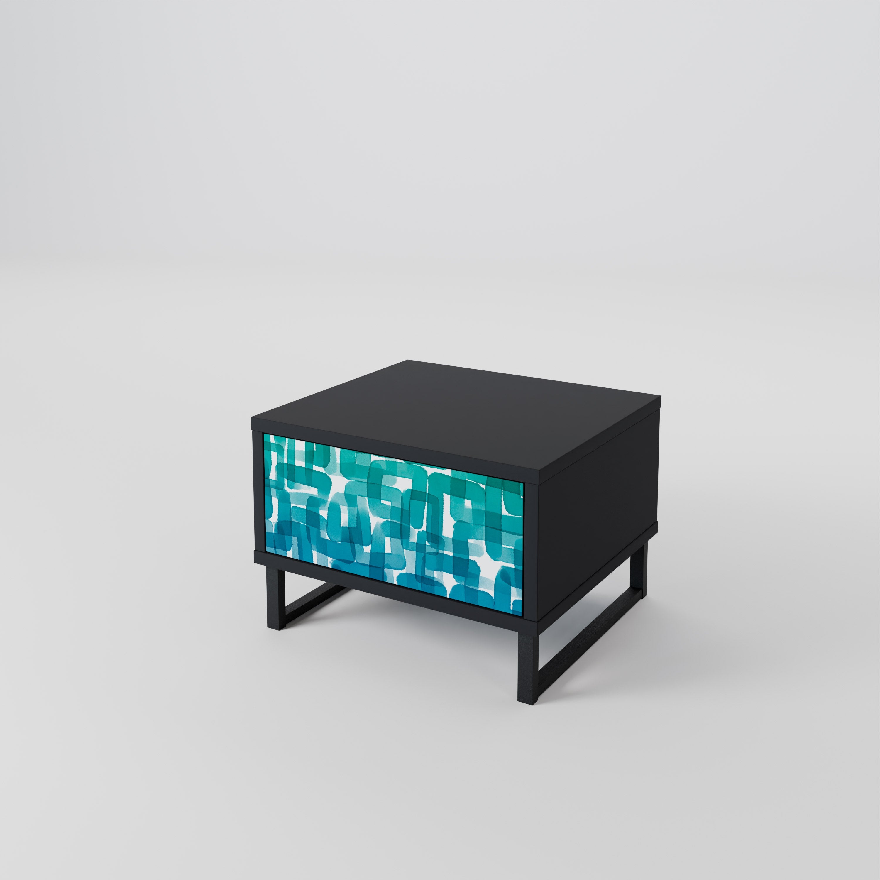 TURQUOISE RECTANGLES Szafka nocna Czarna