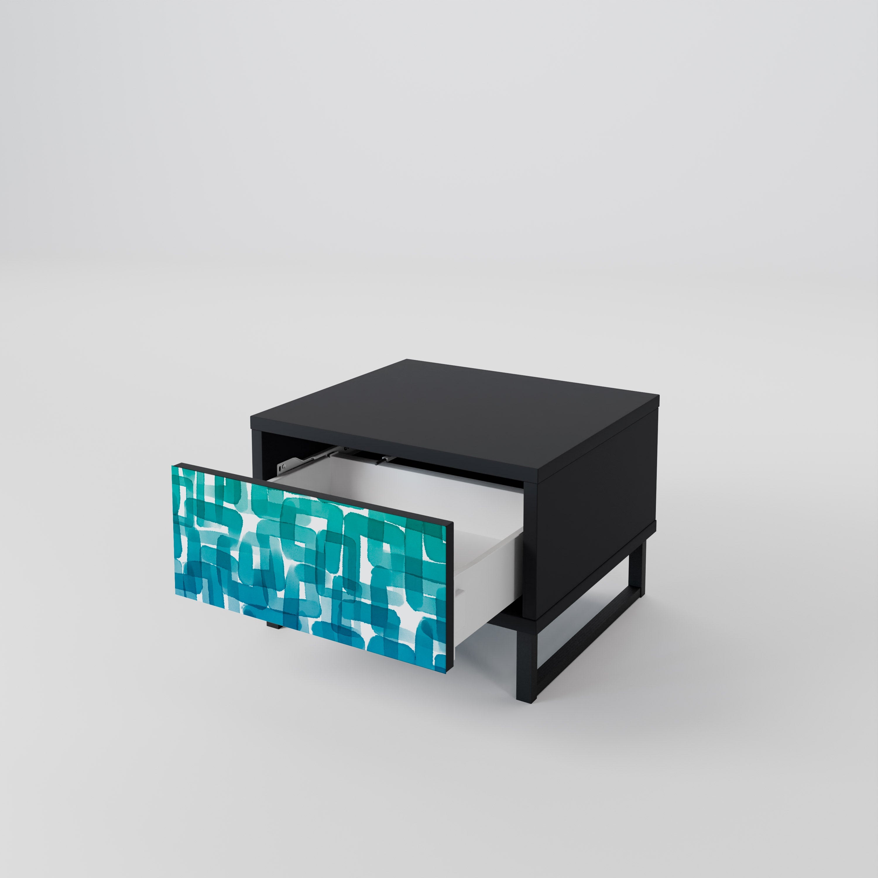 TURQUOISE RECTANGLES Szafka nocna Czarna