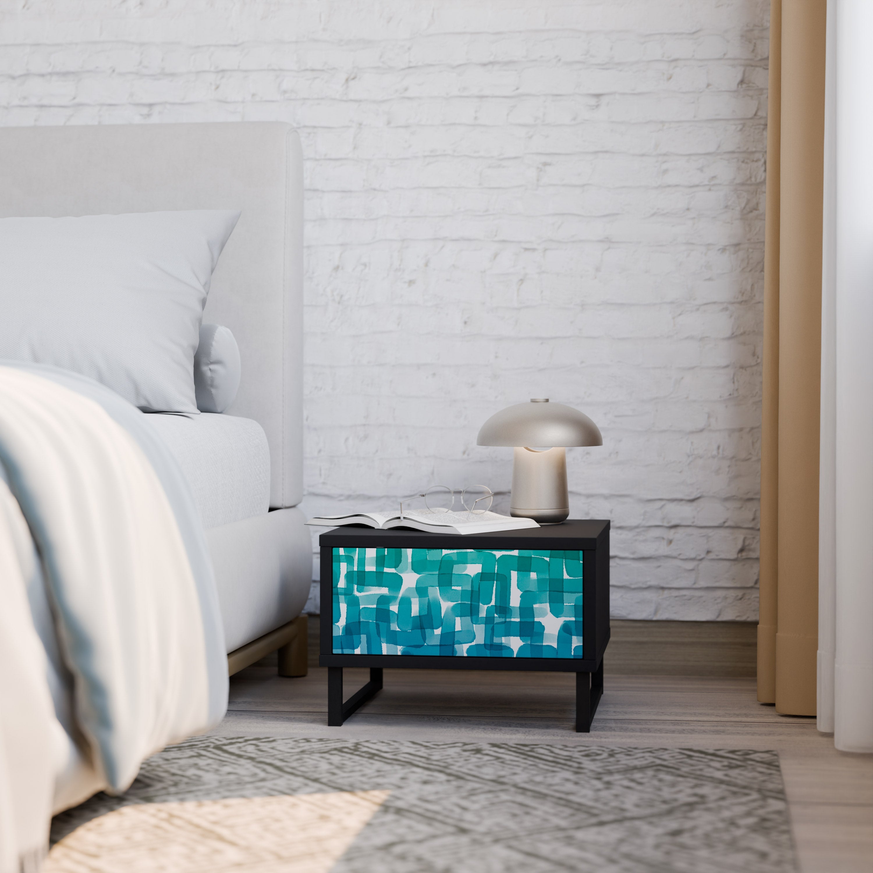 TURQUOISE RECTANGLES Szafka nocna Czarna