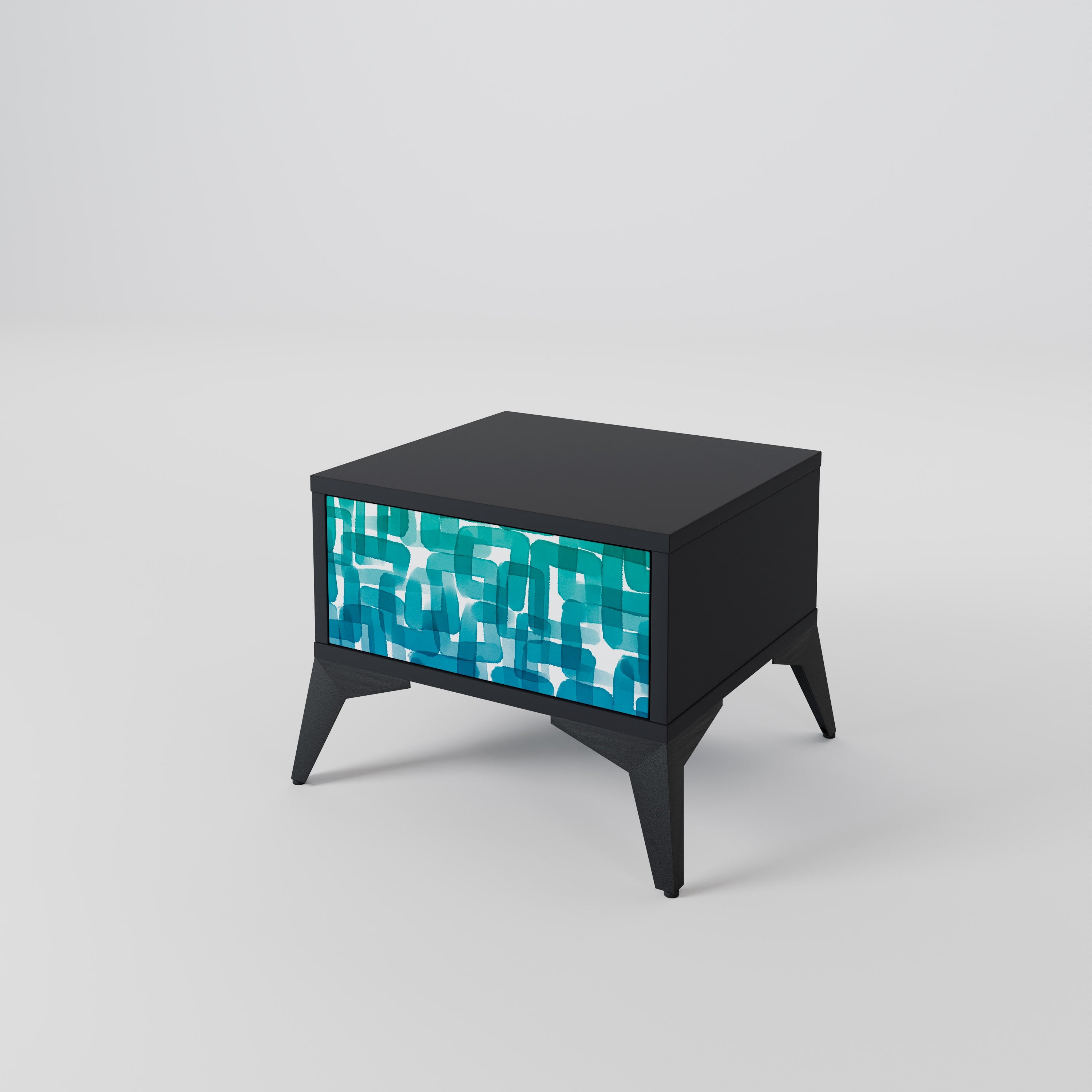 TURQUOISE RECTANGLES Szafka nocna Czarna
