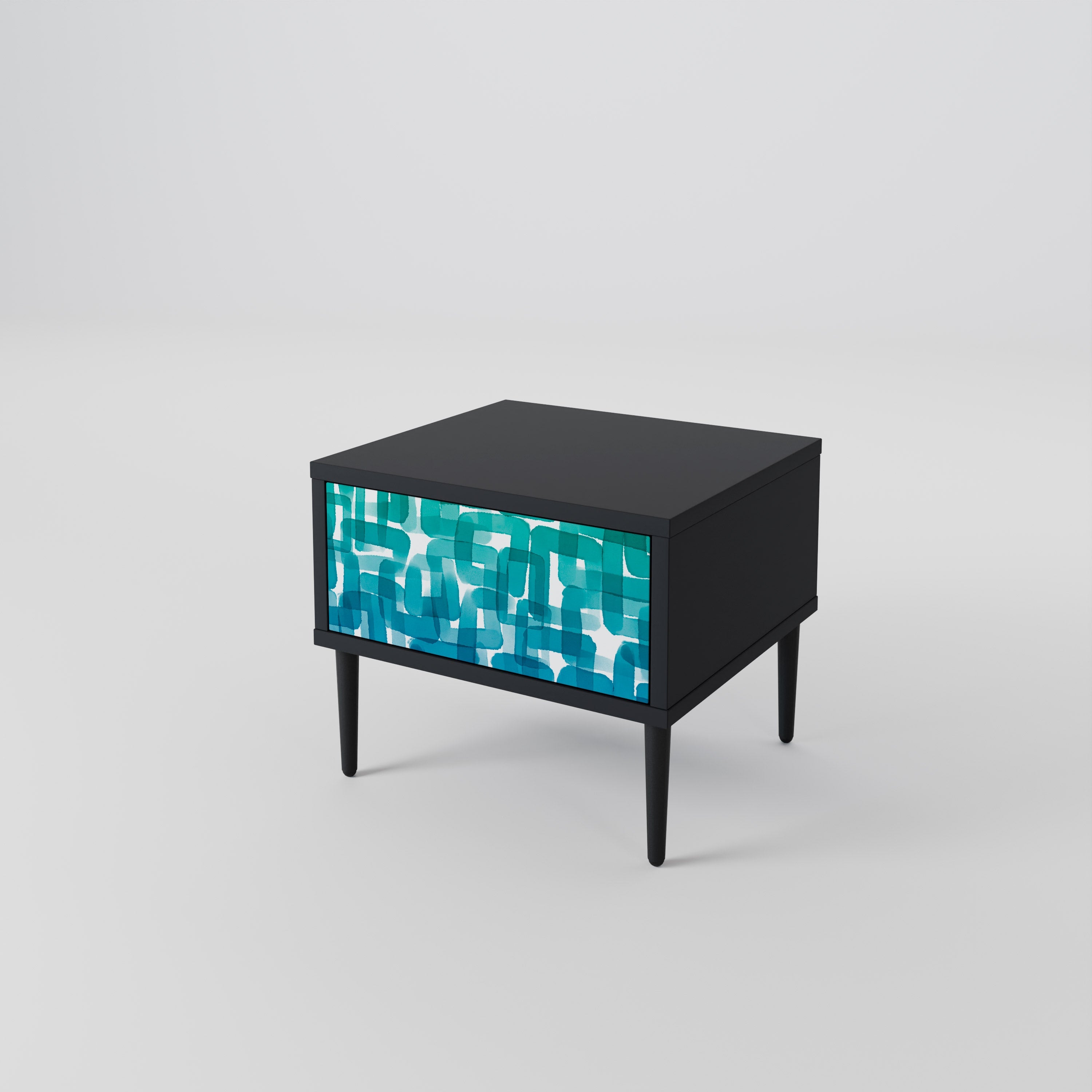 TURQUOISE RECTANGLES Szafka nocna Czarna