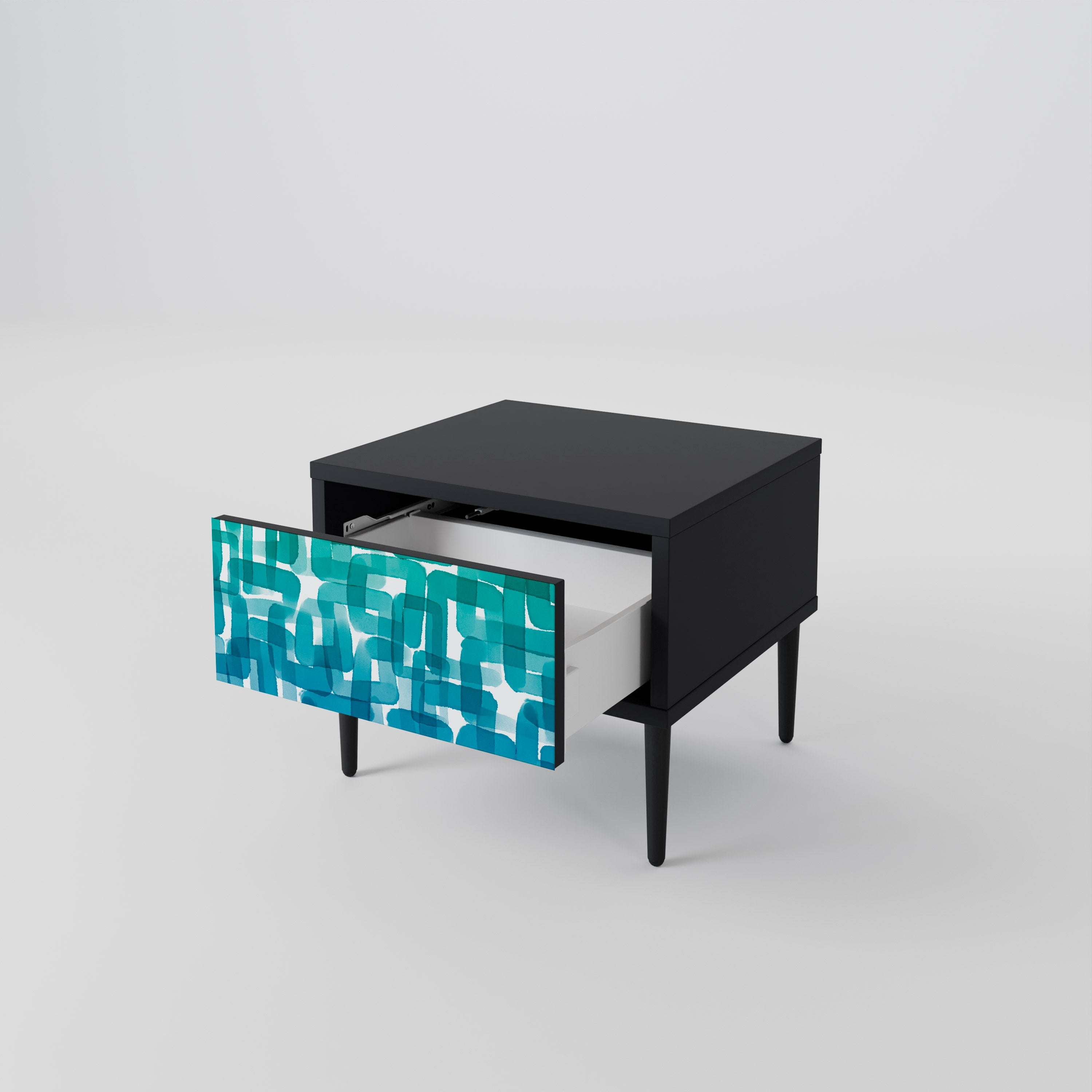 TURQUOISE RECTANGLES Szafka nocna Czarna