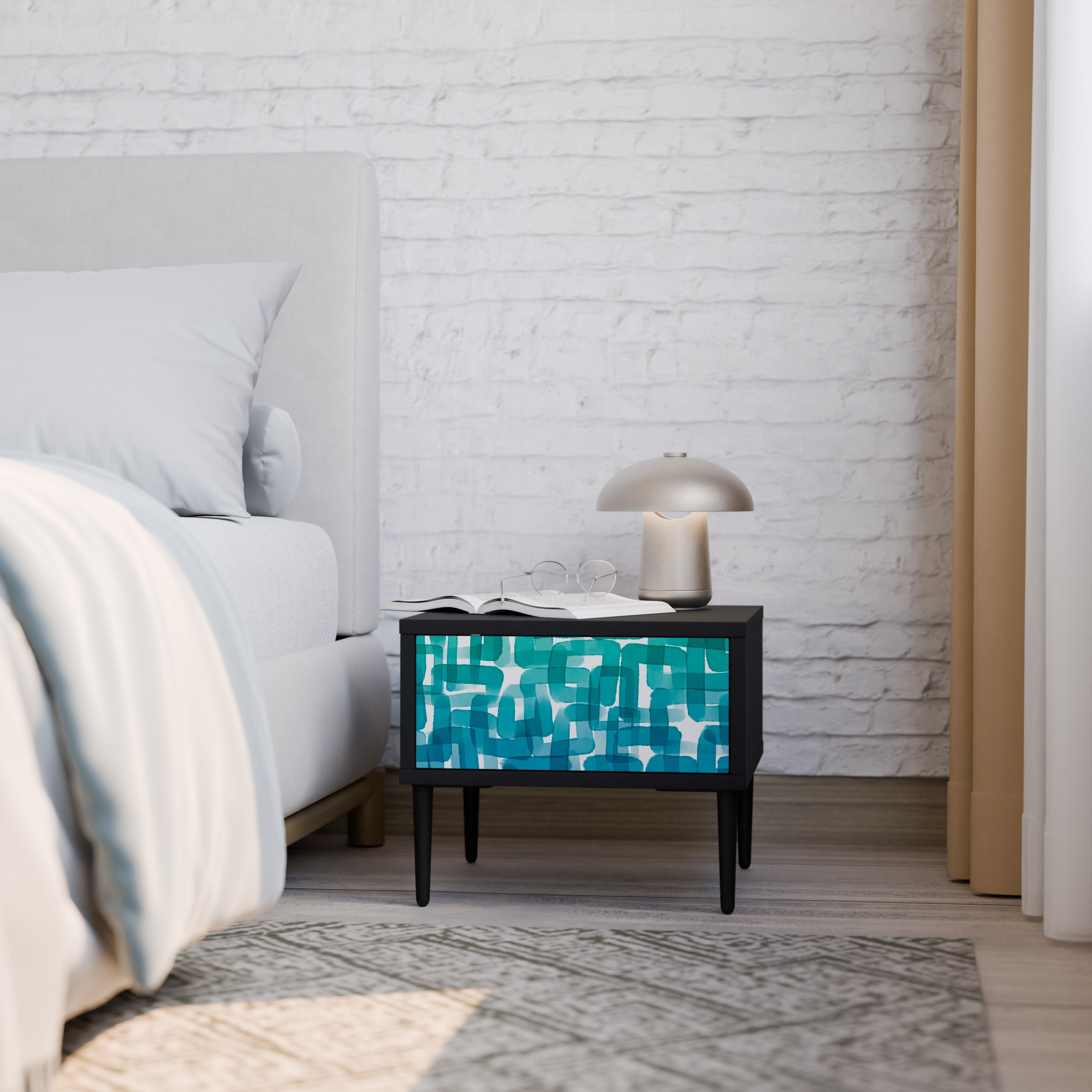 TURQUOISE RECTANGLES Szafka nocna Czarna
