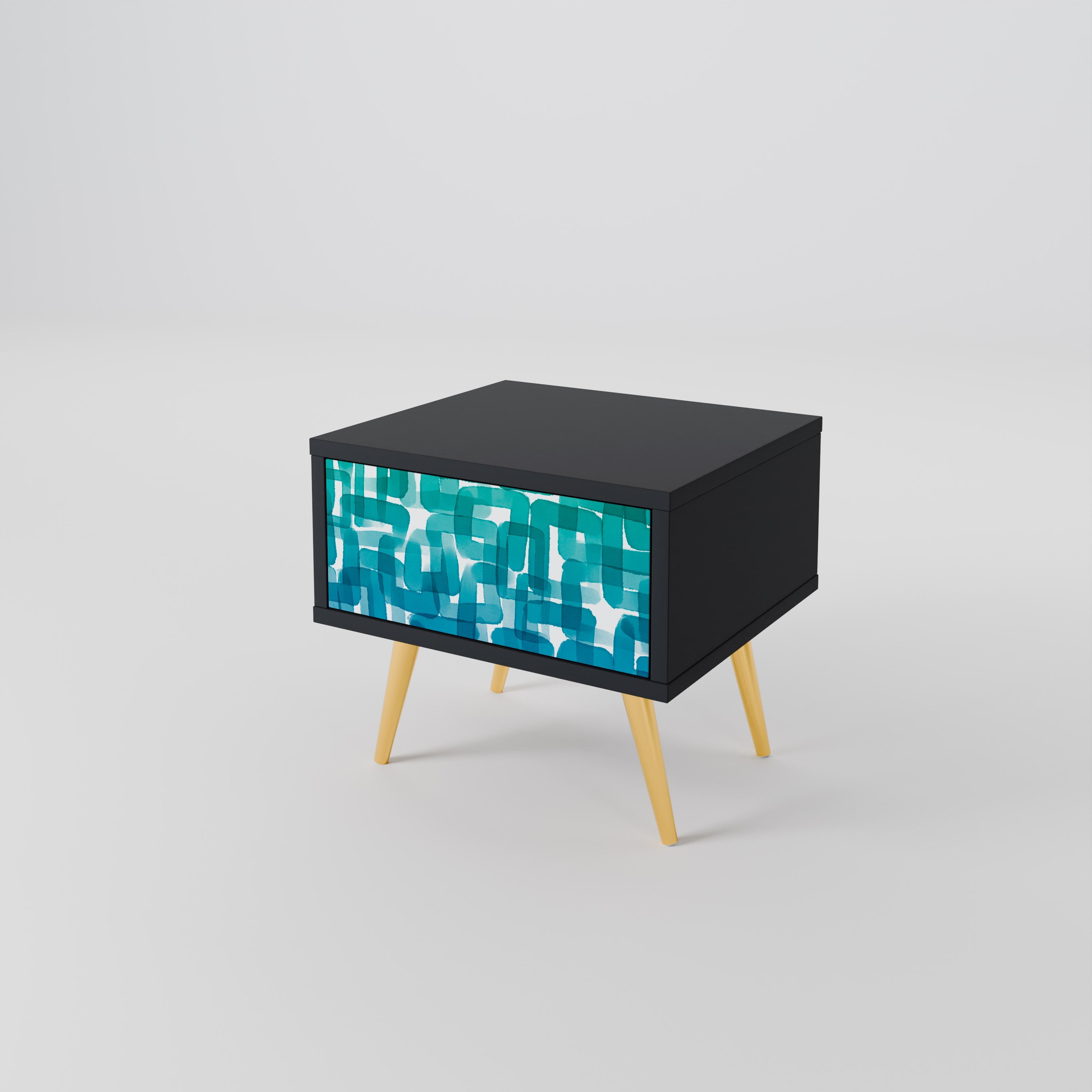 TURQUOISE RECTANGLES Szafka nocna Czarna
