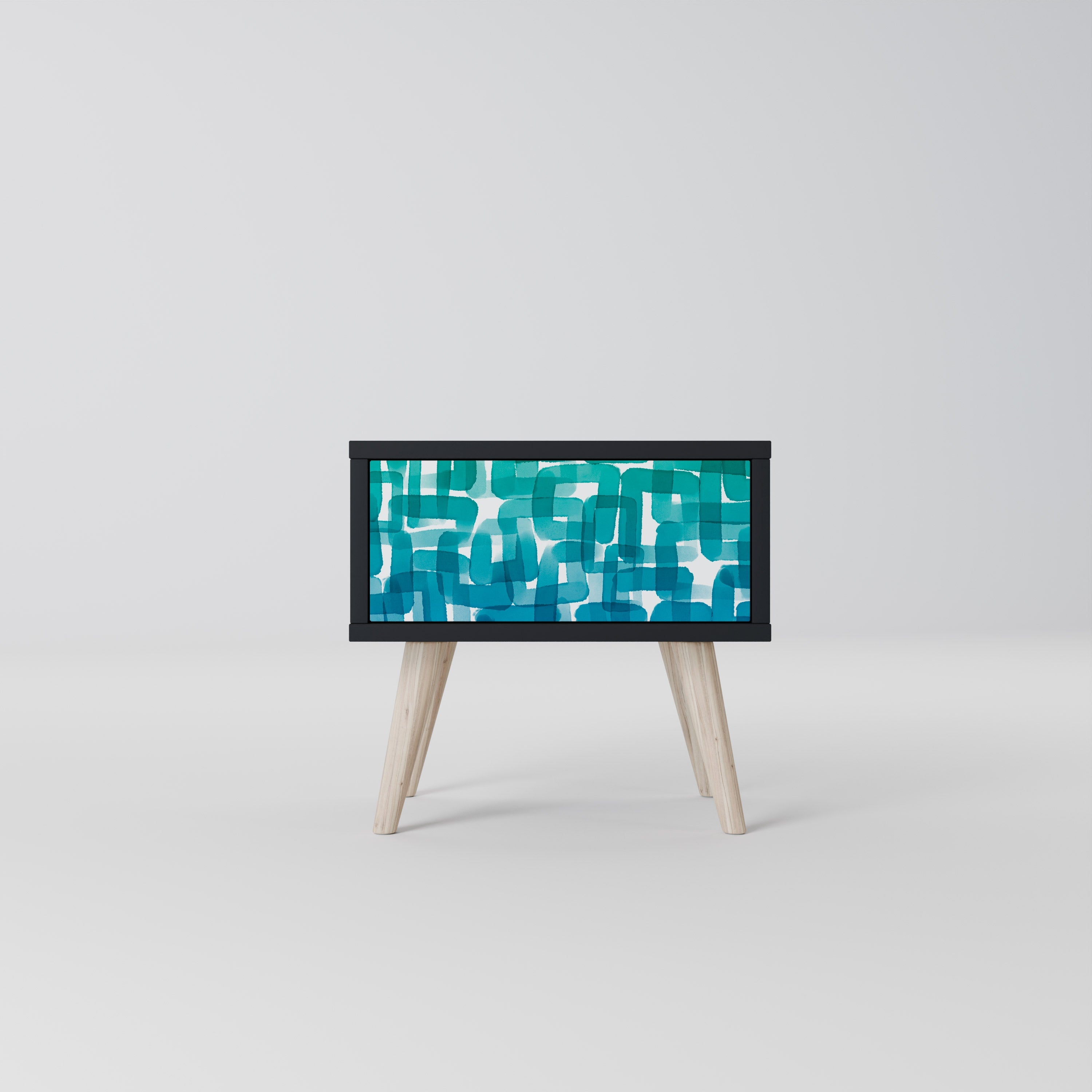 TURQUOISE RECTANGLES Szafka nocna Czarna
