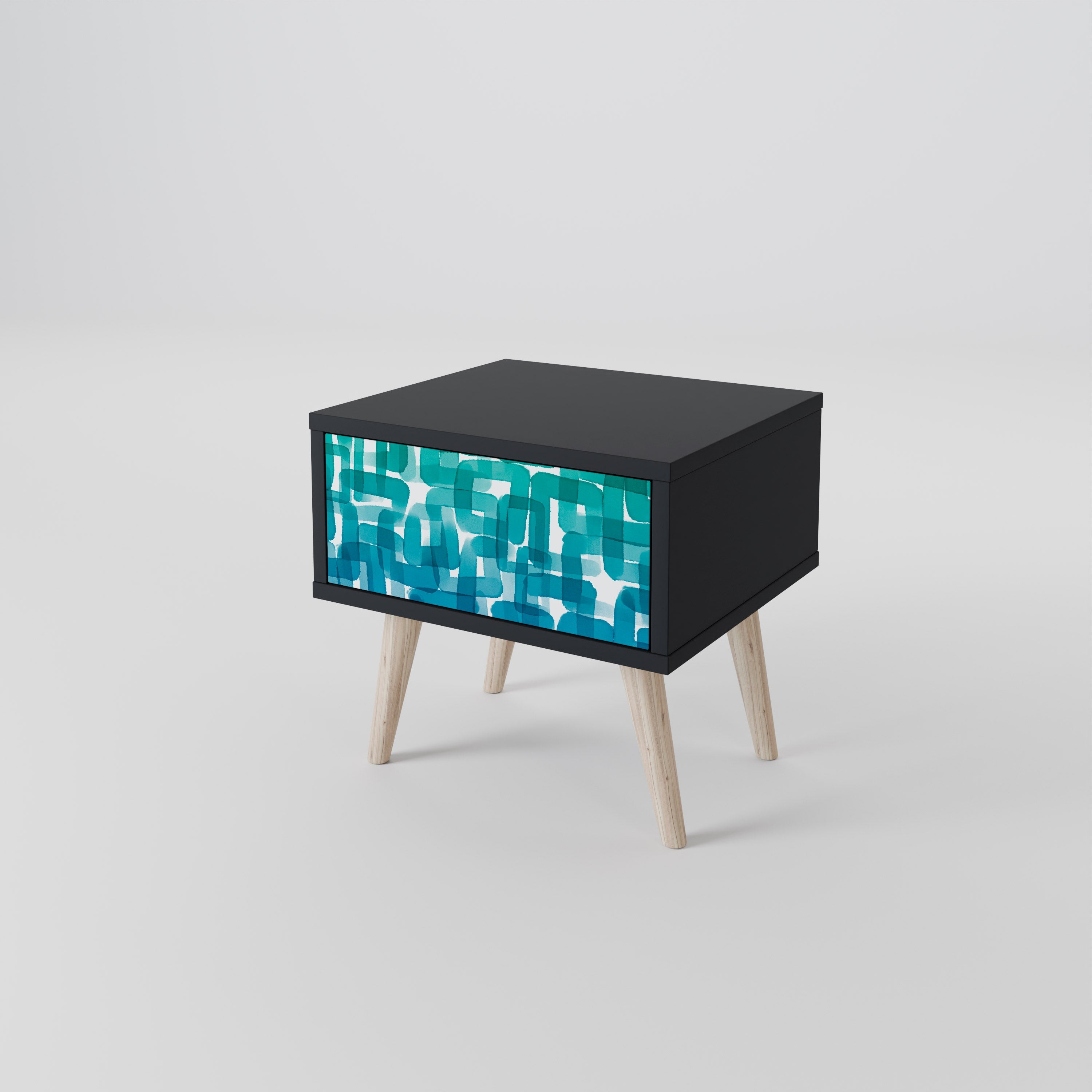 TURQUOISE RECTANGLES Szafka nocna Czarna